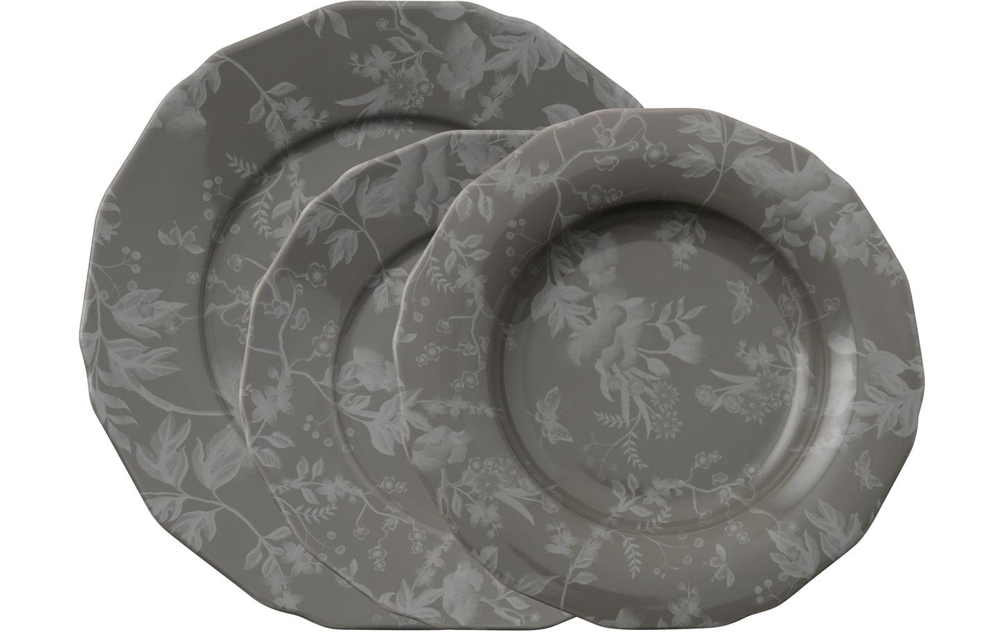 AK Teller Set 12-Teilig Garden Glamour Grey Porzellan
