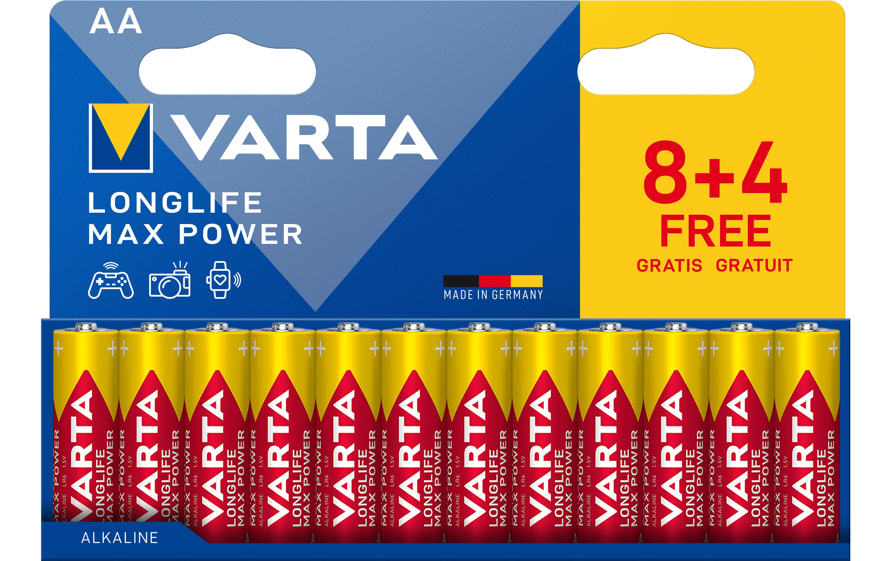 VARTA Longlife Max Power AA, 1.5V, 12Stk 12 Stück, Vollkartonverpackung