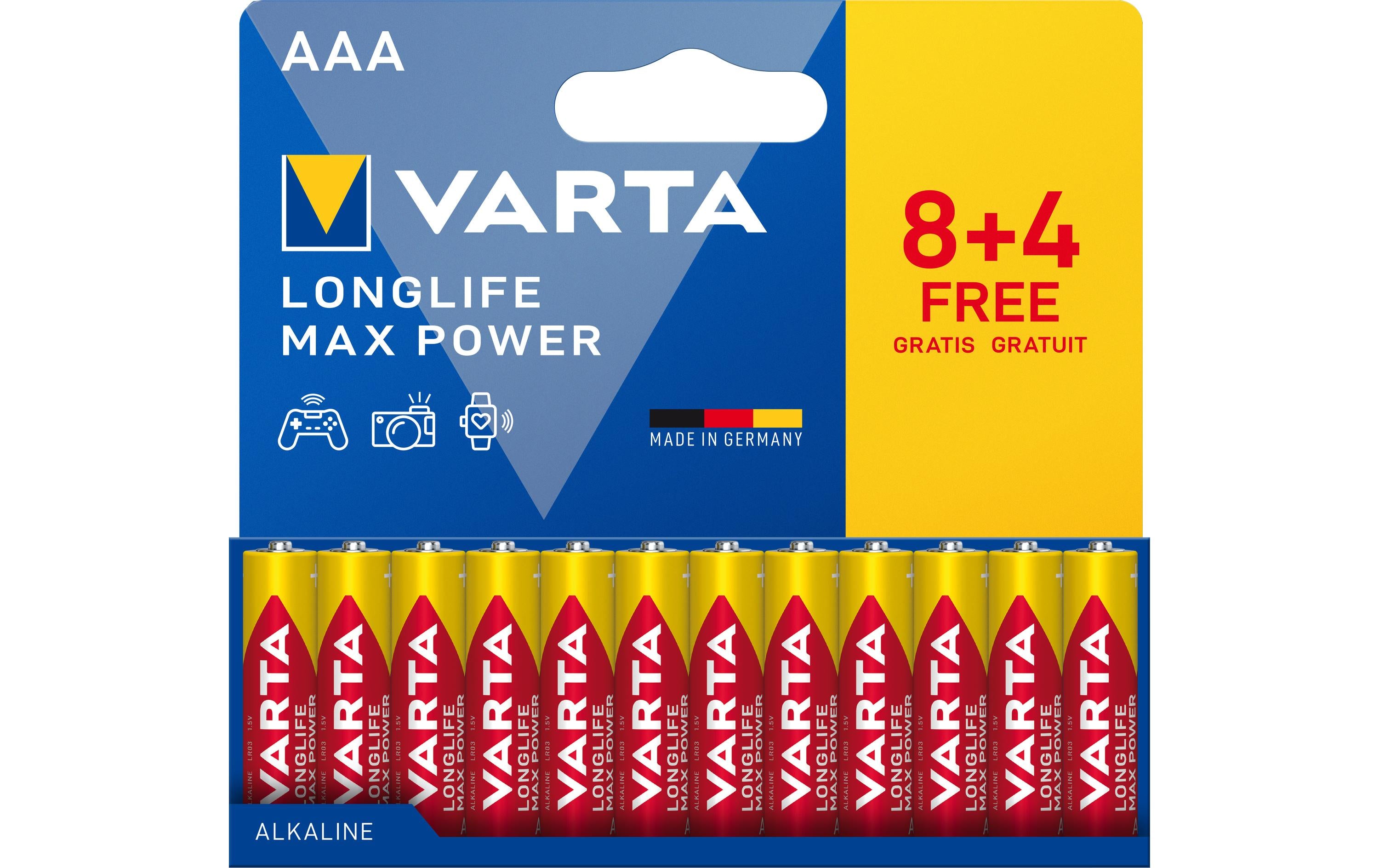 VARTA Longlife Max Power AAA, 1.5V, 12Stk 12 Stück, Vollkartonverpackung