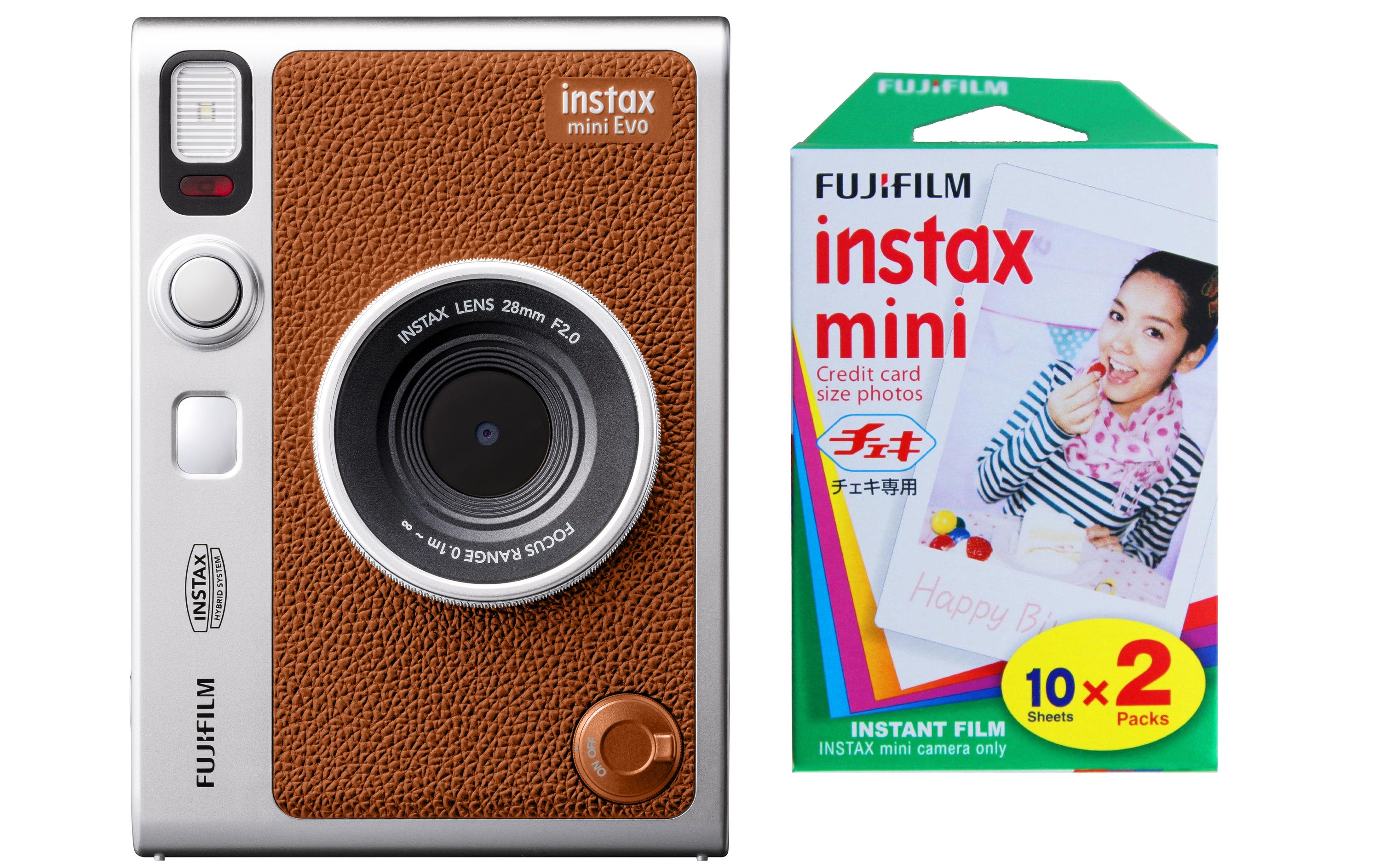 Fujifilm Instax Mini Evo Braun  KIT Inkl. 2 x Duo Pack