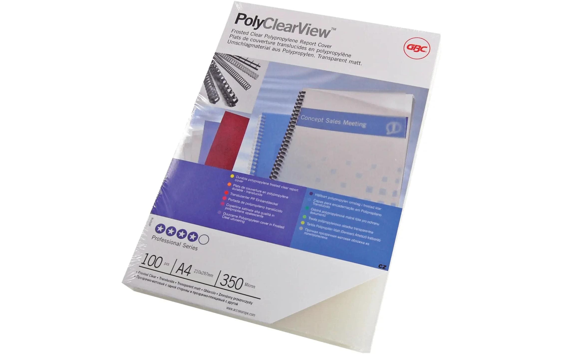 GBC Einbanddeckel Folie PP A4 0.35mm, transparent, 100 Stk.