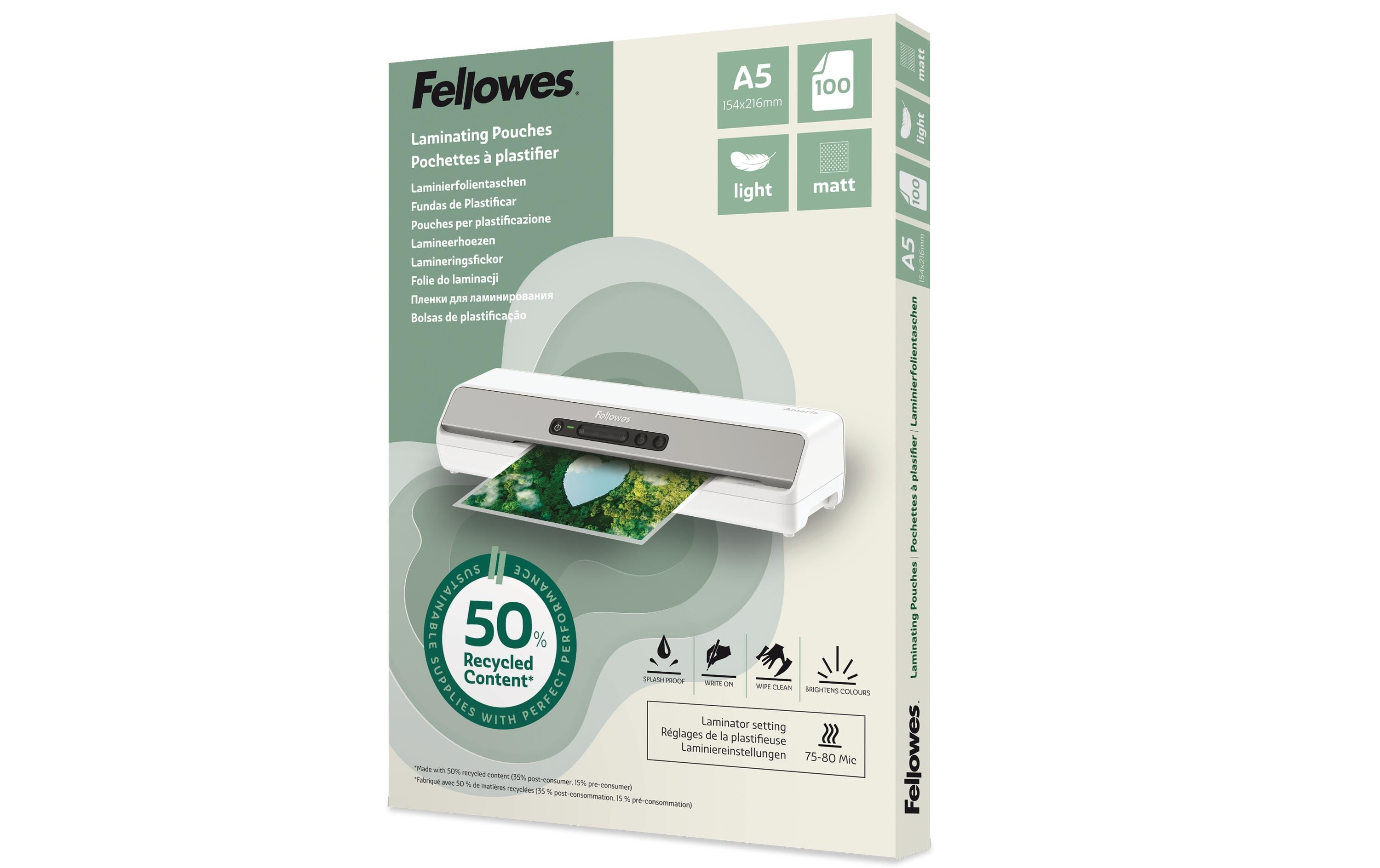 Fellowes Laminierfolien recycled A5 100 Stk., matt