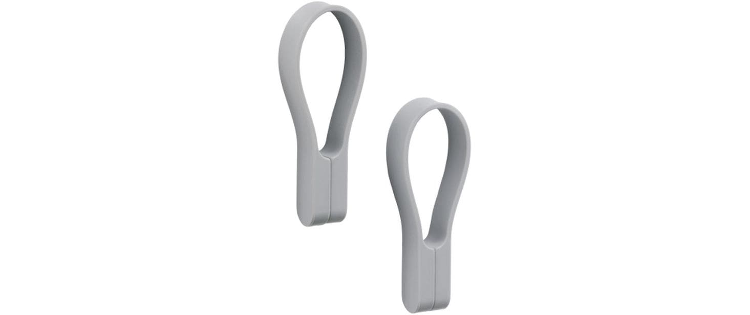 Zone Handtuchhalter Loop 2 Stück, Grau mit Magnet, Silikon, 7.8x5.5x1.2 cm (LxBxH)
