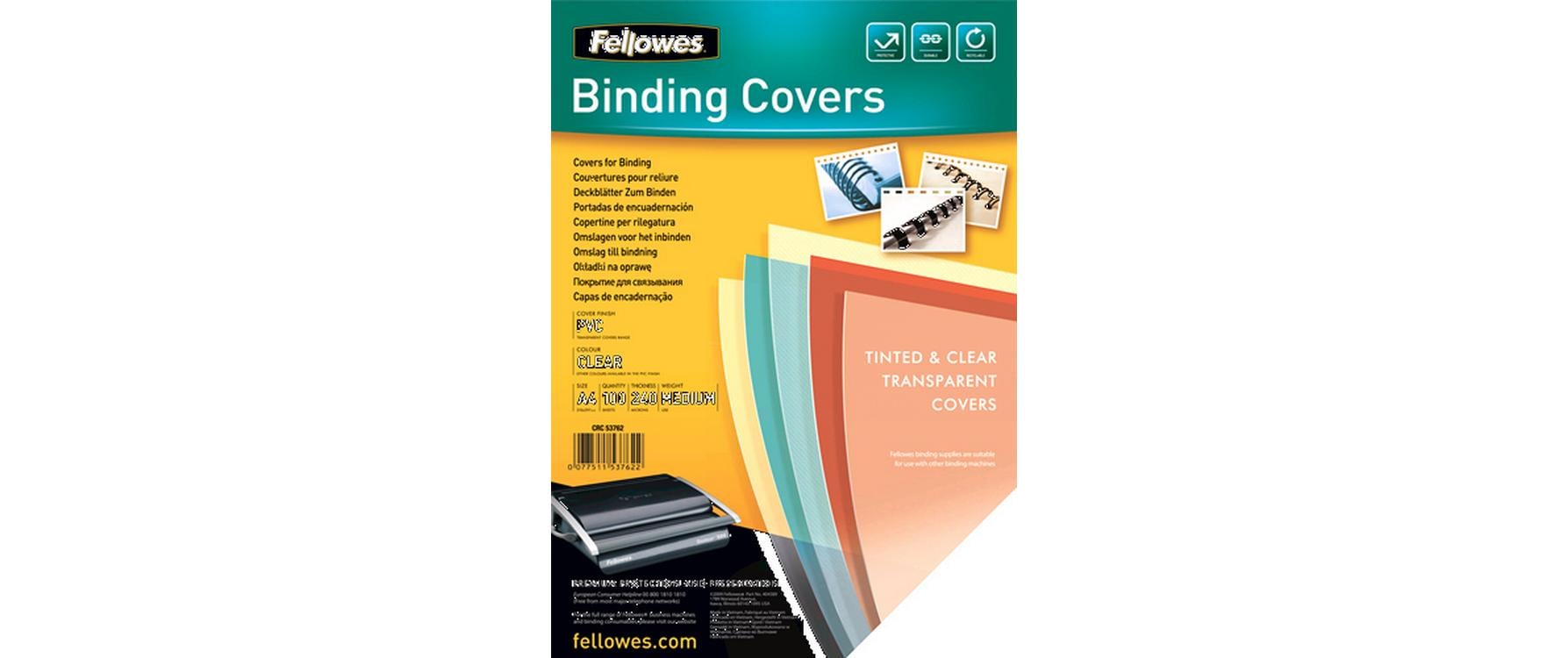 Fellowes Deckblatt Transparent,240 Micron 100 Stk., A4, recylkeltem PVC