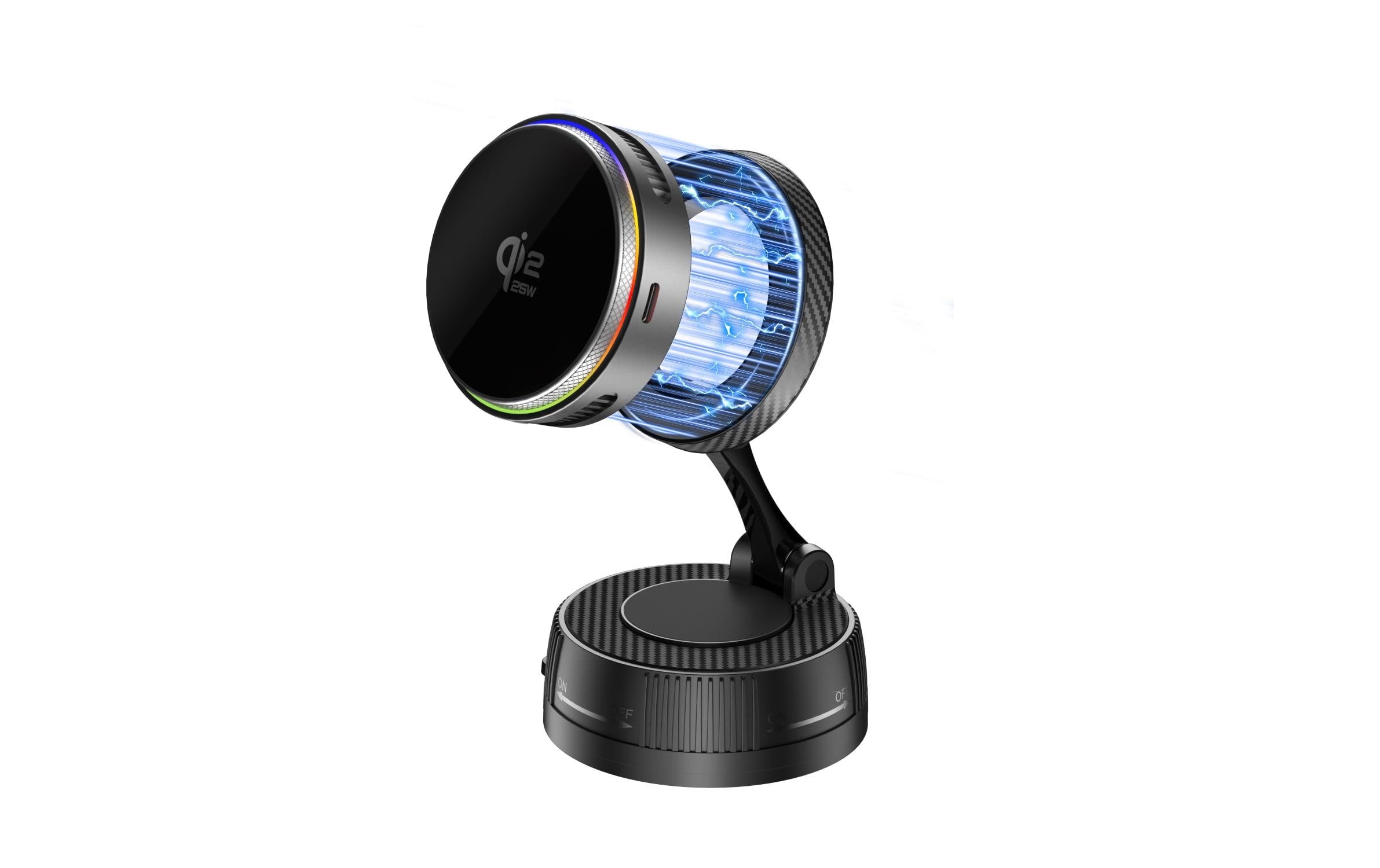 4smarts Qi2 25W MagSafe Ladegerät Kühlung, RGB, 360° Halterung, Spacegrau