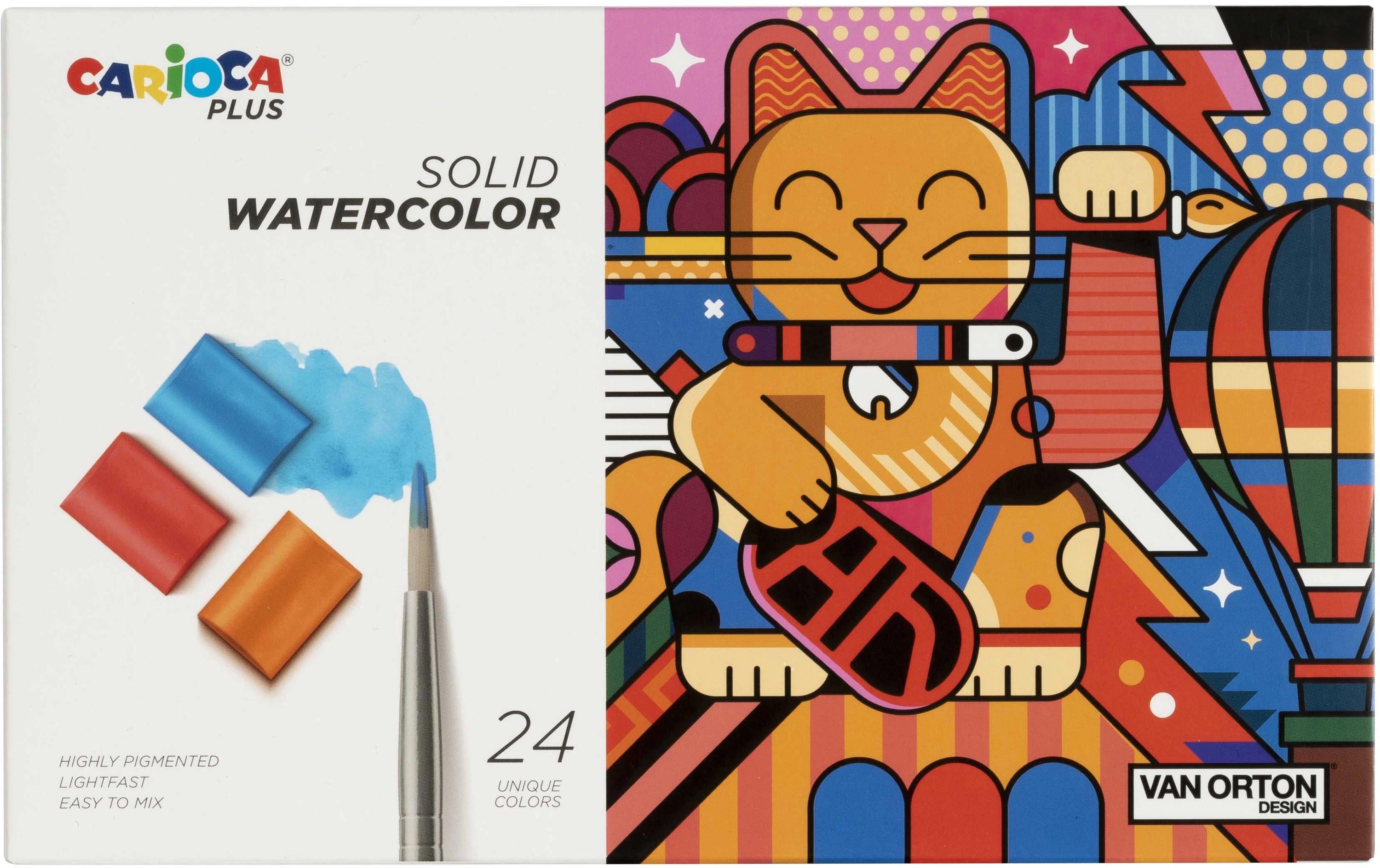 Carioca Wasserfarbe Plus, inkl. Pinsel 24-Set, Aquarellfarbe