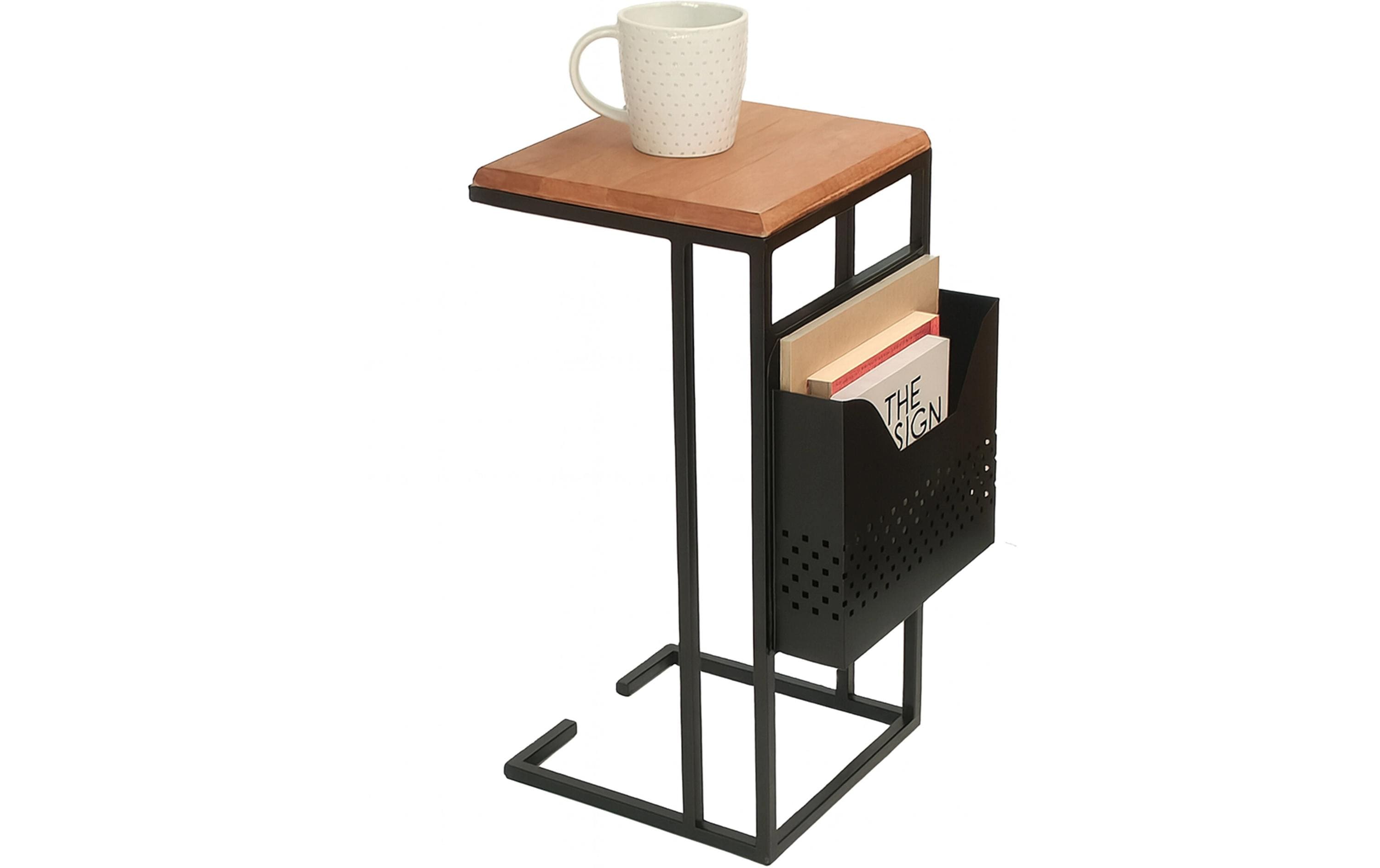 relaxdays  Beistelltisch mit Zeitungsabl. Braun