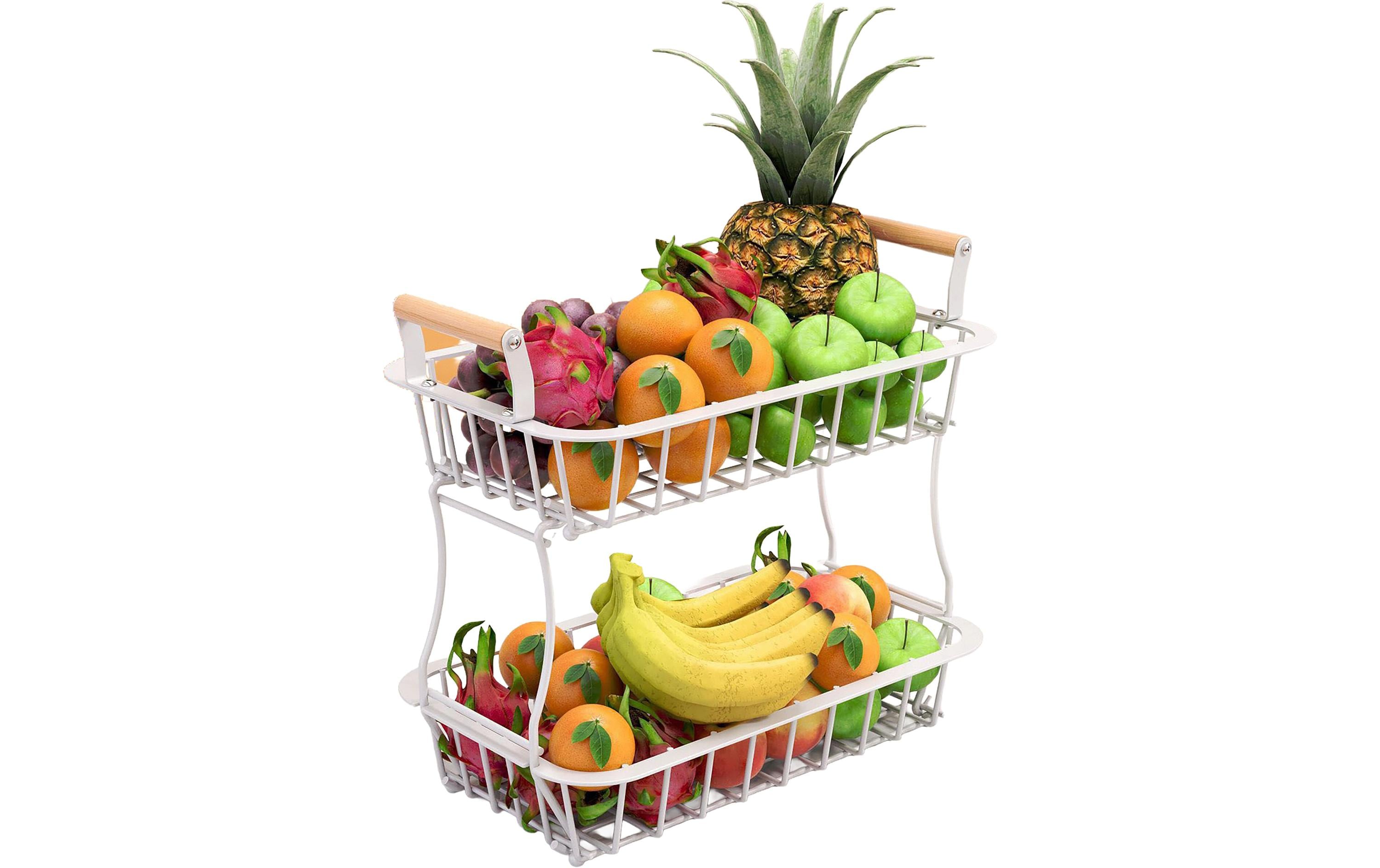 relaxdays 2-stöckige Obst-Etagere Weiss