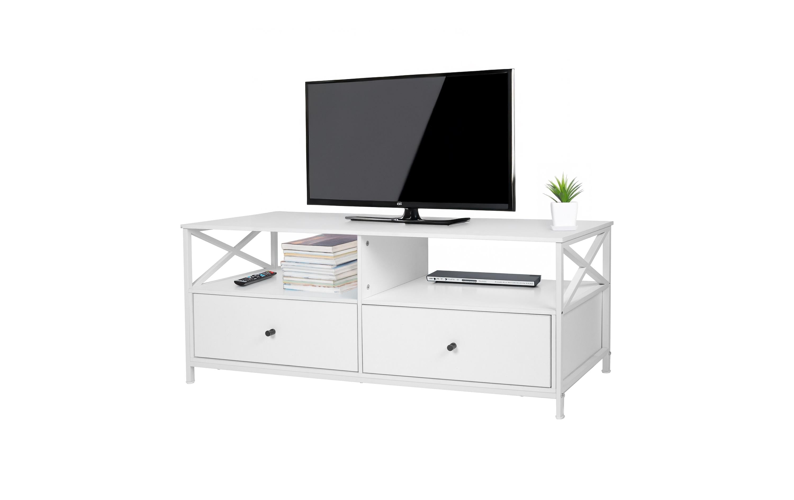 relaxdays TV-Möbel mit 2 Fächer MDF, China, Weiss
