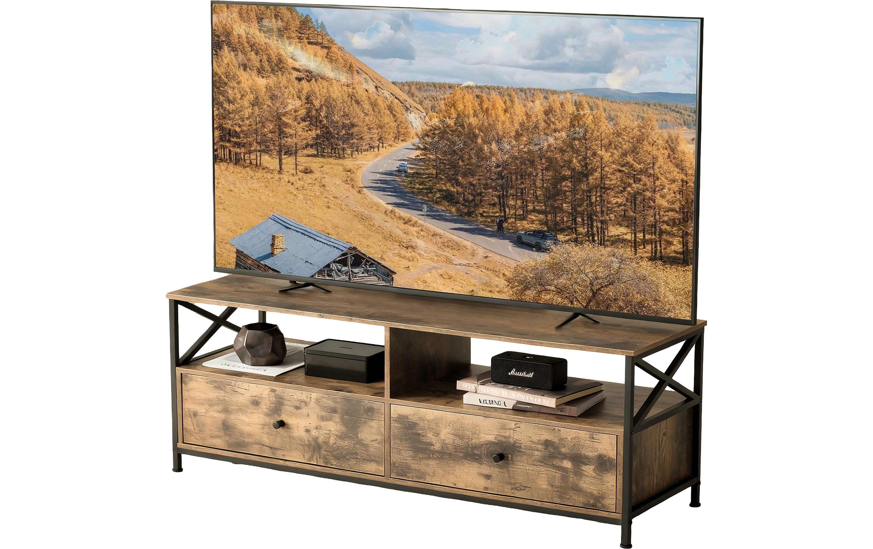 relaxdays TV-Möbel mit 2 Fächer MDF, China, Braun/Schwarz