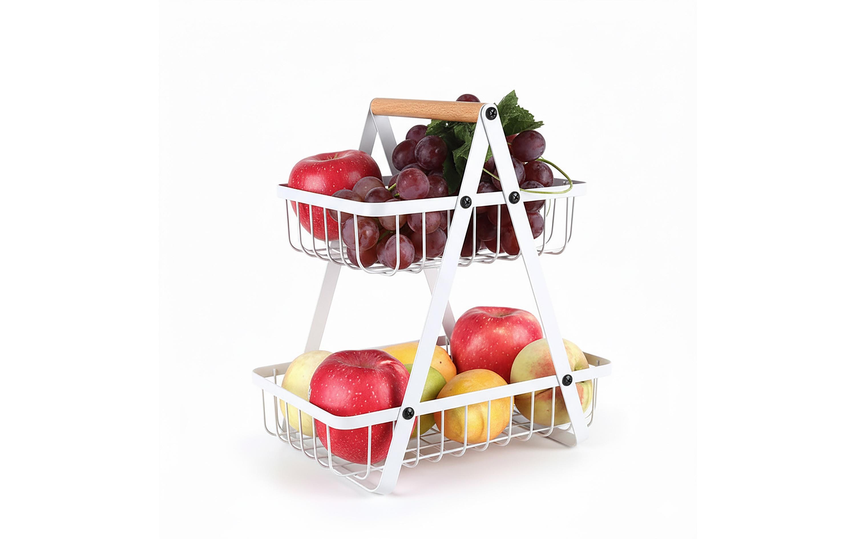 relaxdays Obst Etagere 2 Etagen Weiss