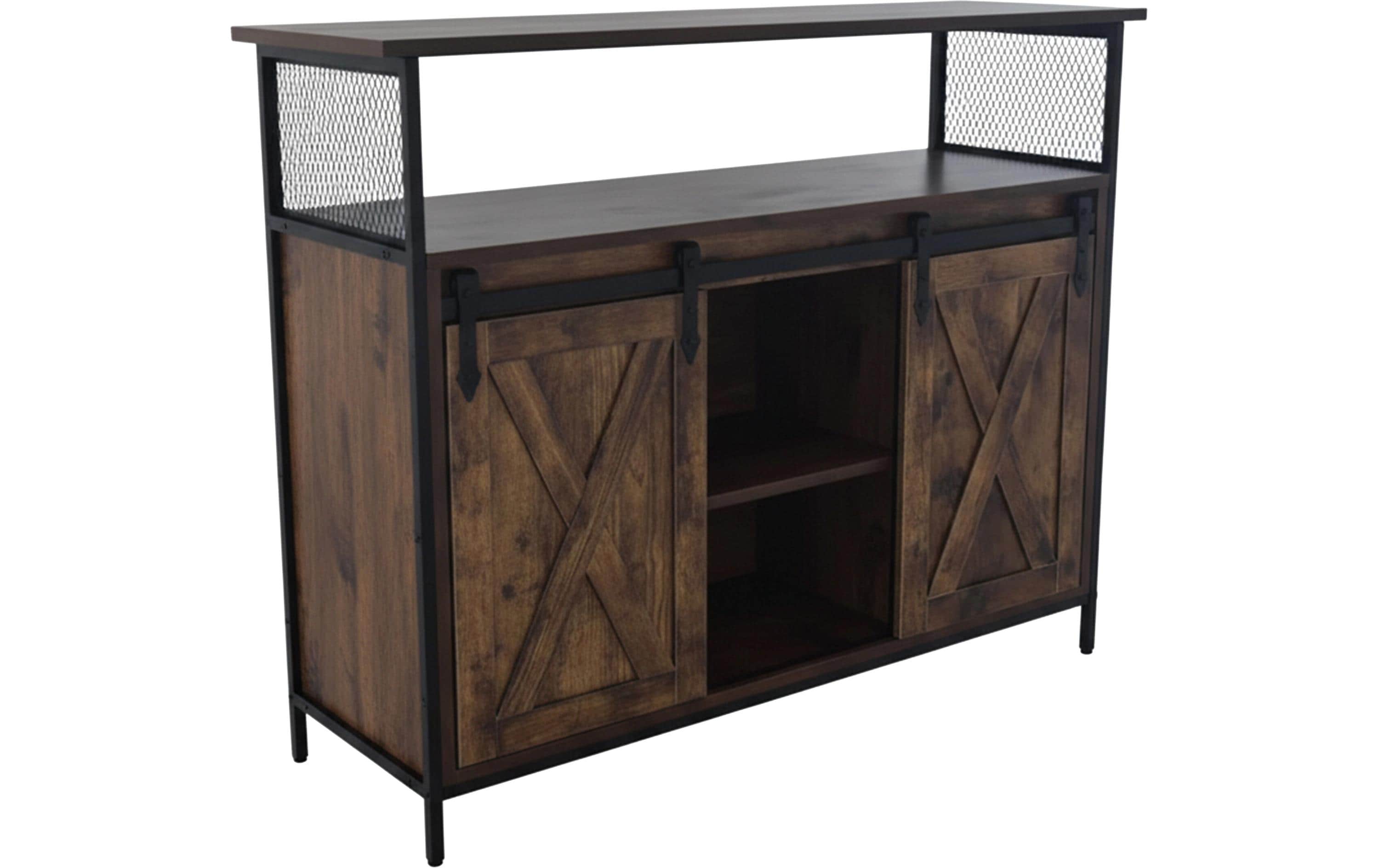 relaxdays Sideboard mit Schiebetüren MDF, China, Braun