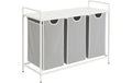 relaxdays Wäschesammler mit 3 Fächern MDF, China, Weiss/Grau