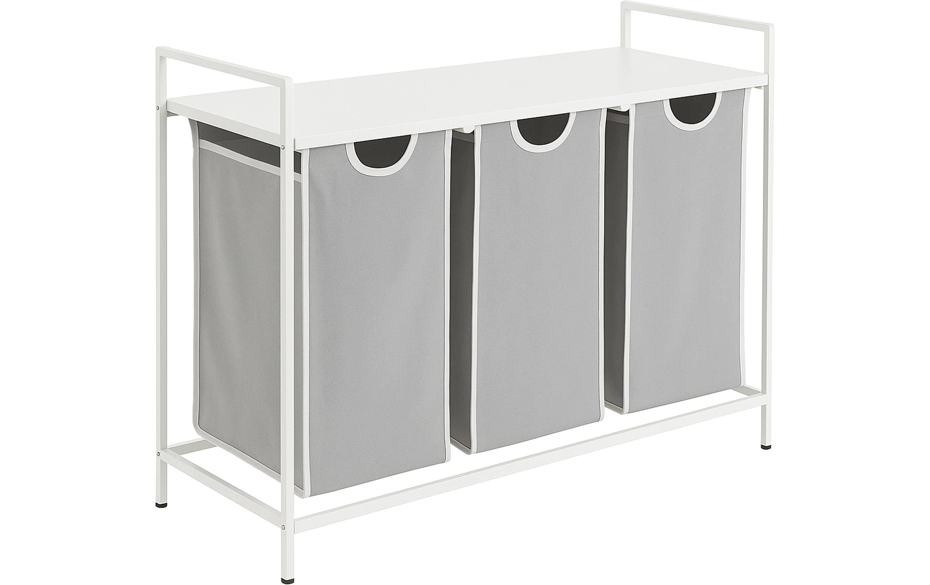 relaxdays Wäschesammler mit 3 Fächern MDF, China, Weiss/Grau