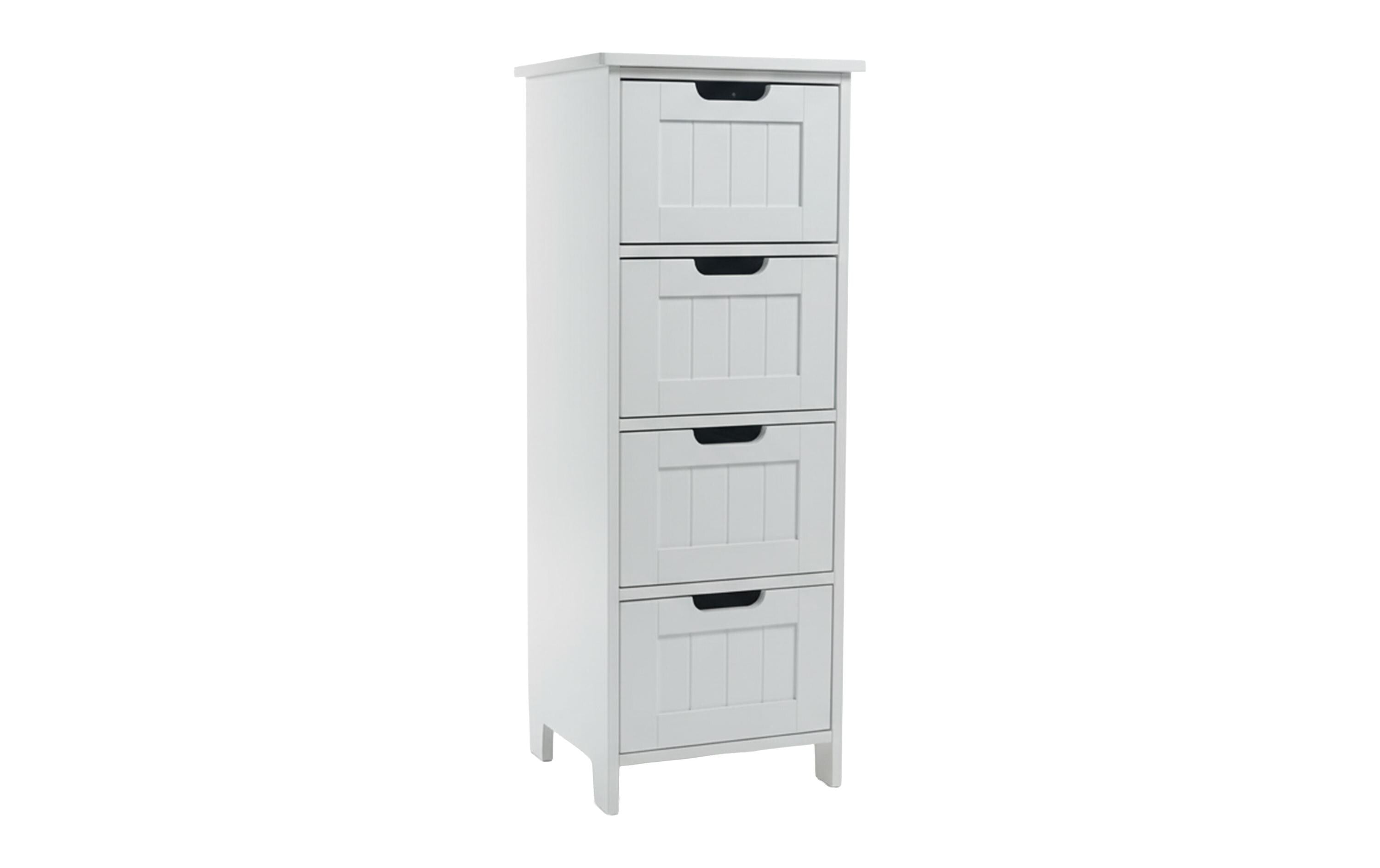 relaxdays Badezimmerschrank mit 4 Schubl. MDF, China, Weiss