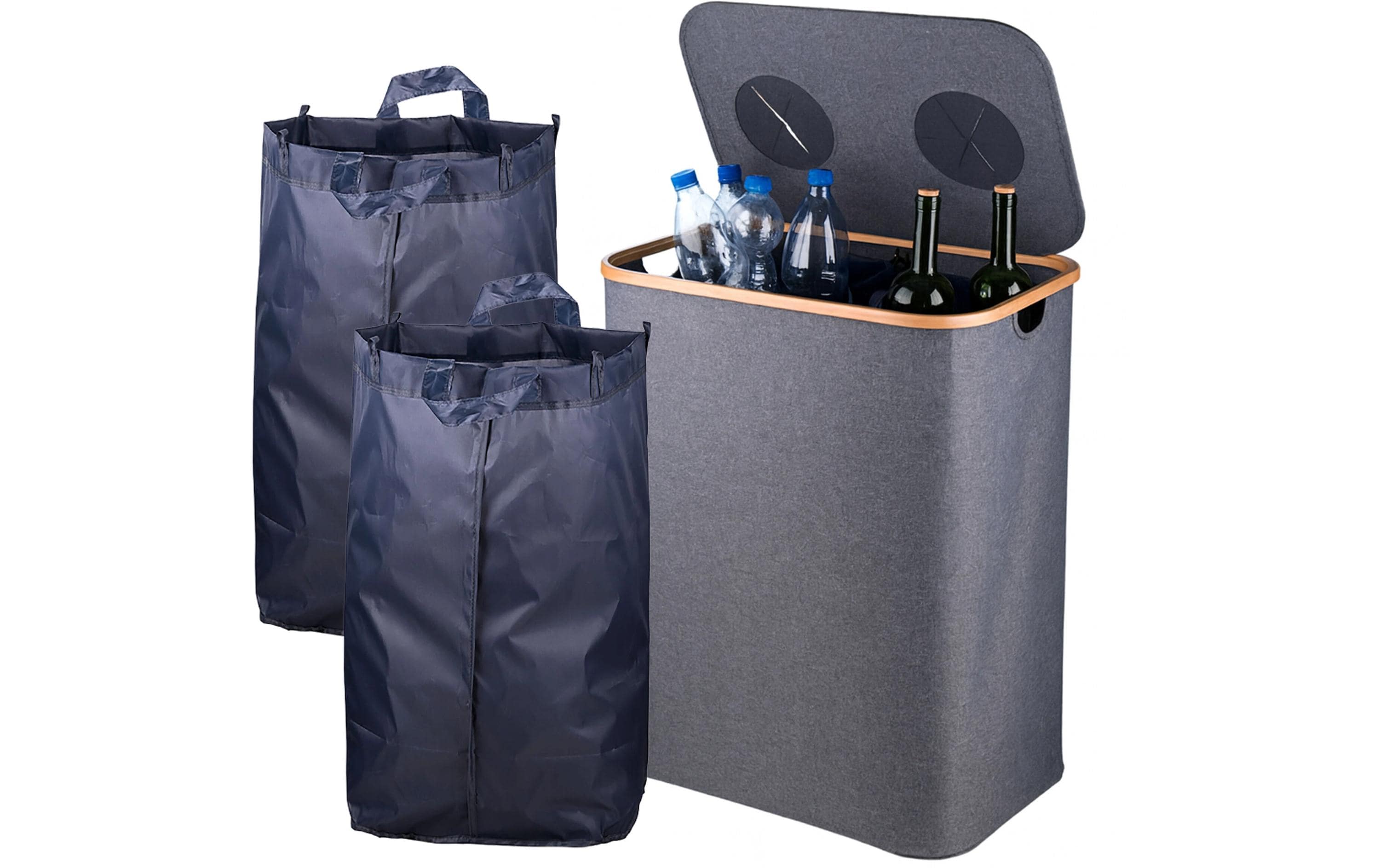 relaxdays PET & Glas Sammelbehälter 140 L Grau