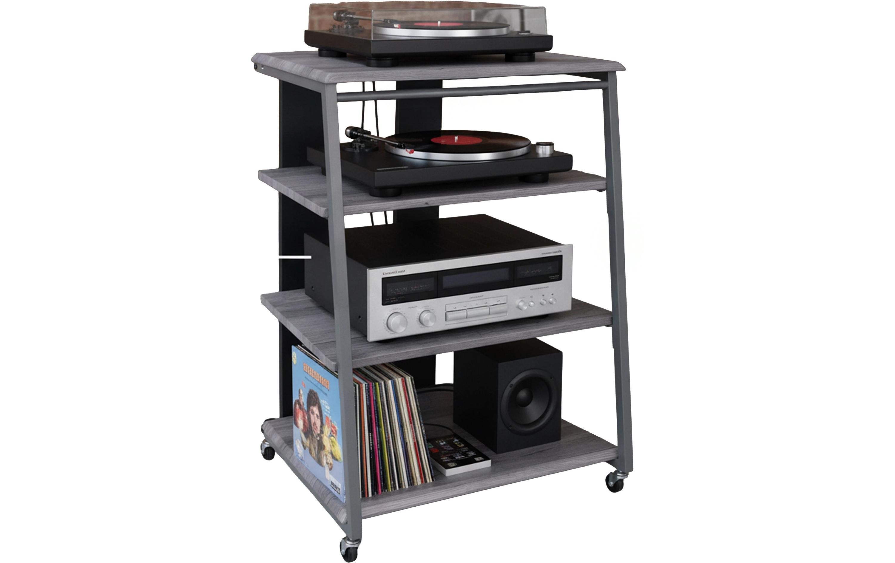 relaxdays Hifi Rack mit 4 Ablagen MDF, China, Grau