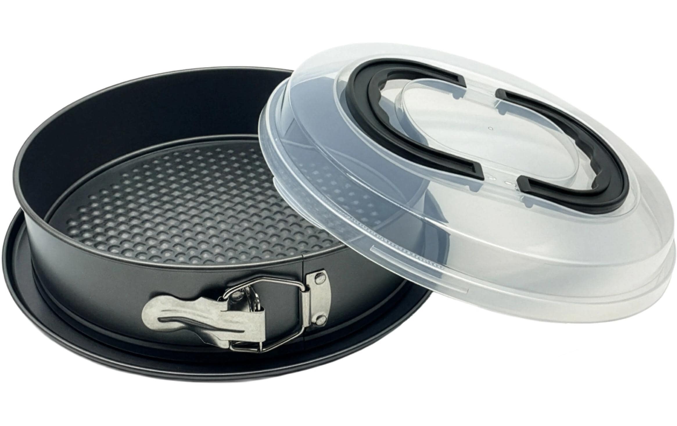 relaxdays Springform mit Deckel 26 cm, Carbonstahl