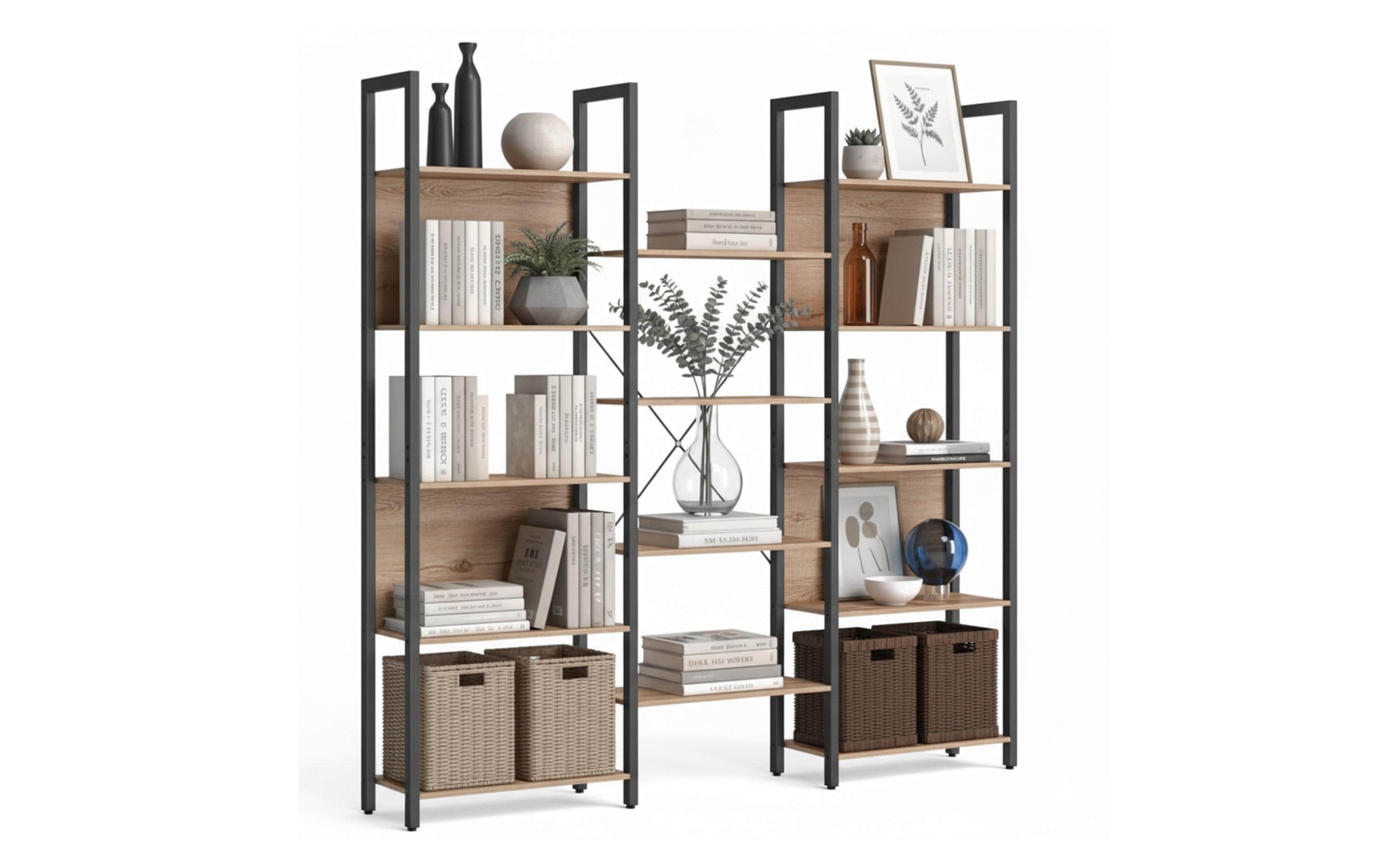 relaxdays Bücherregal Industrial 14 Abl. MDF, China, Hellbraun