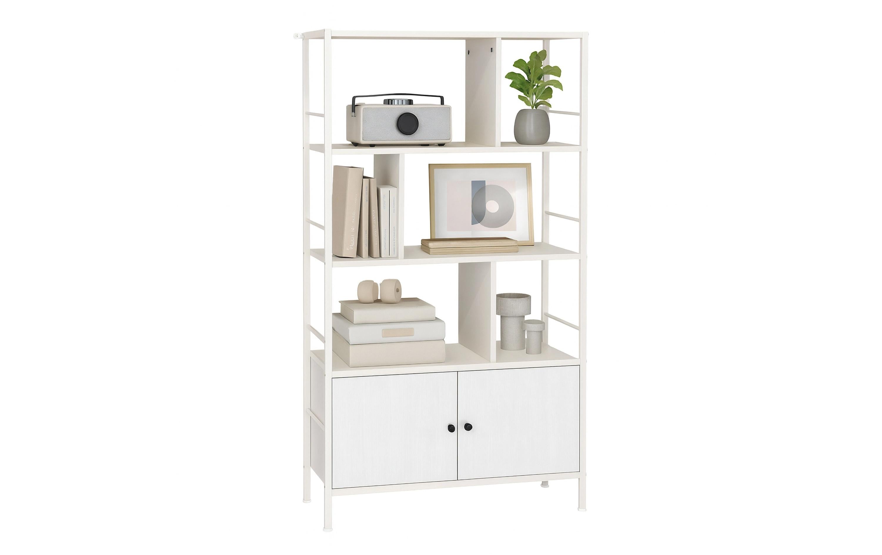 relaxdays Bücherregal mit Unterschrank MDF, China, Weiss