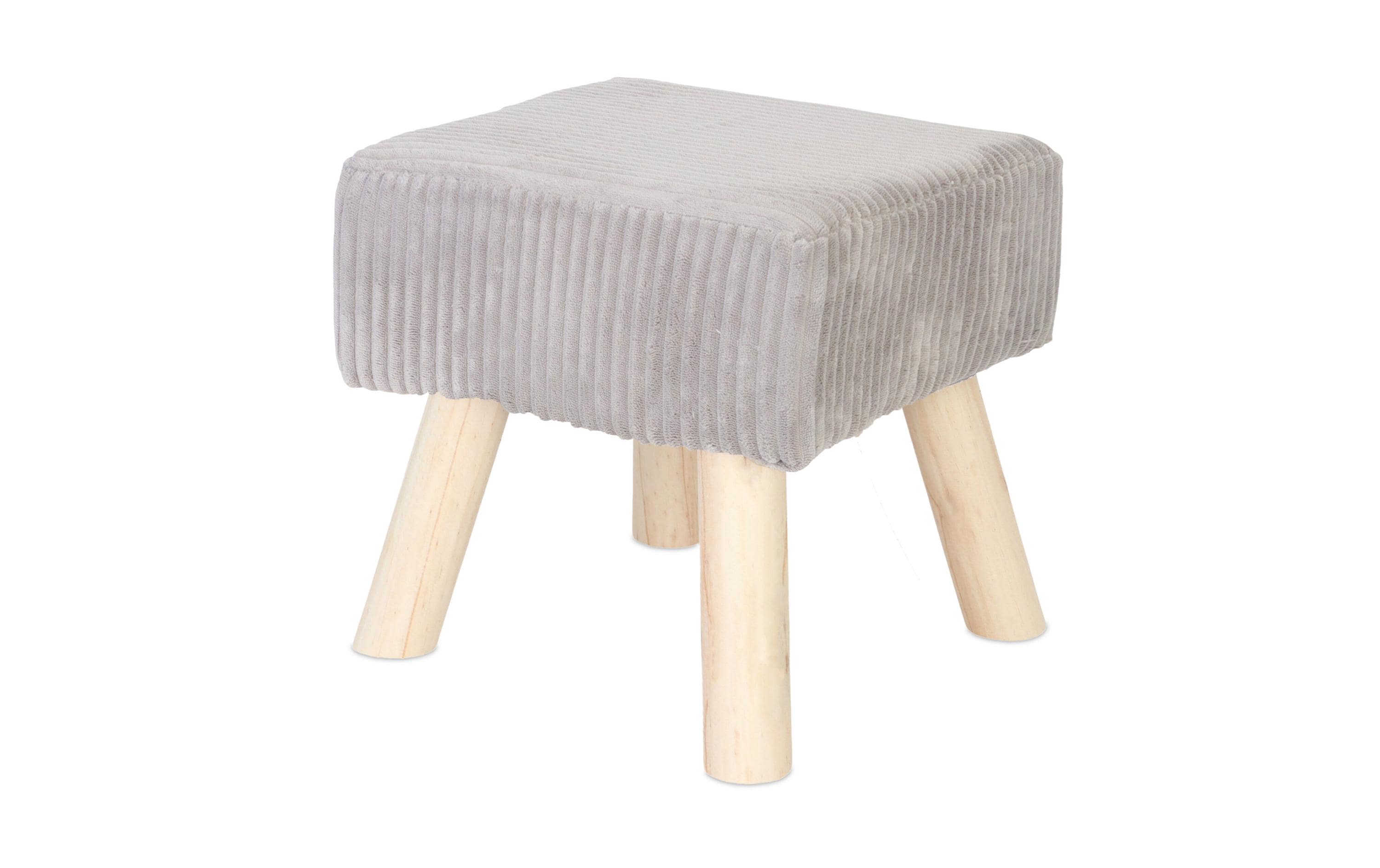 relaxdays Hocker Cord Quadratisch MDF, Kiefernholz, Grau