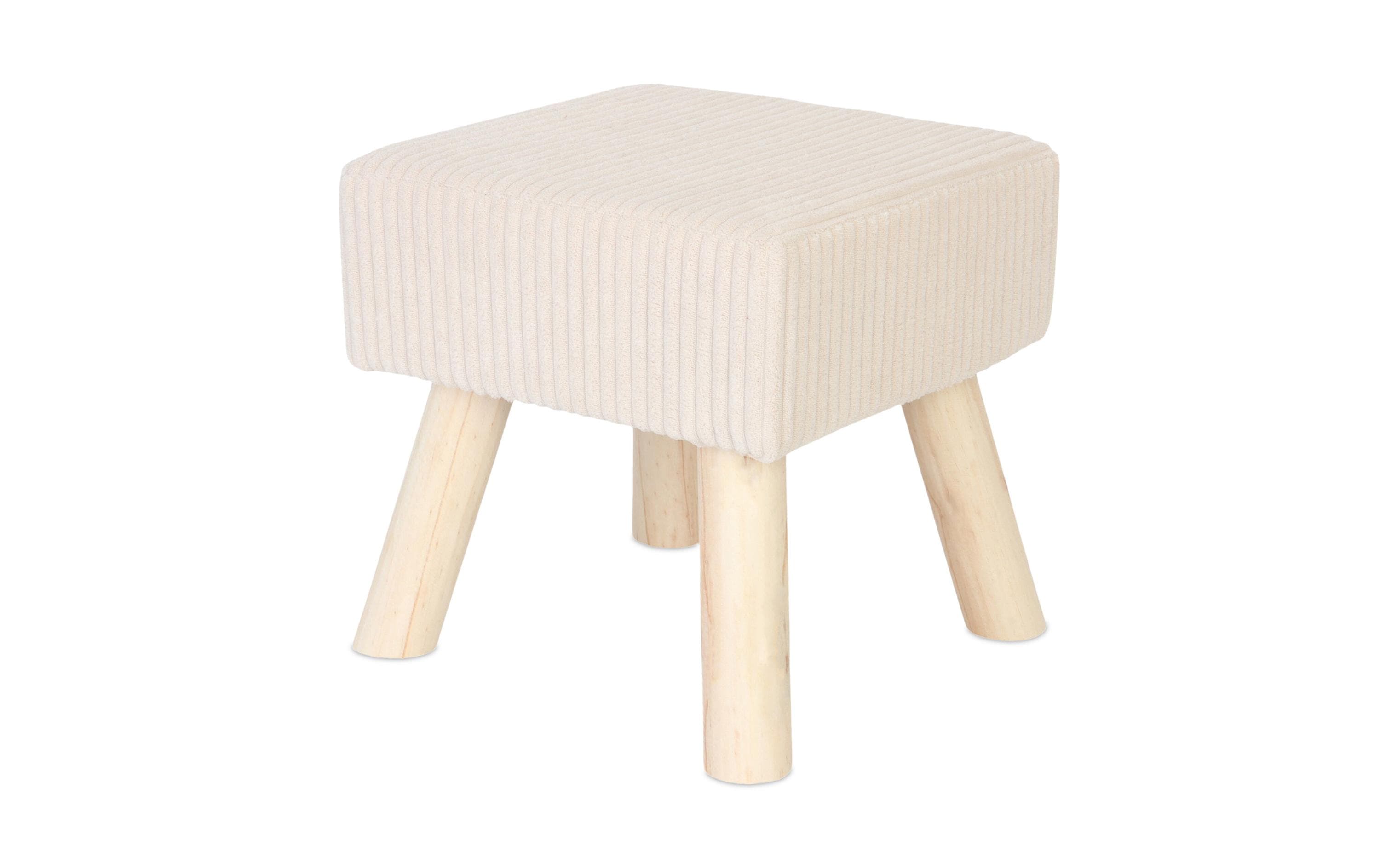 relaxdays Hocker Cord Quadratisch MDF, Kiefernholz, Beige