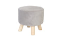 relaxdays Hocker Cord Rund MDF, Kiefernholz, Grau