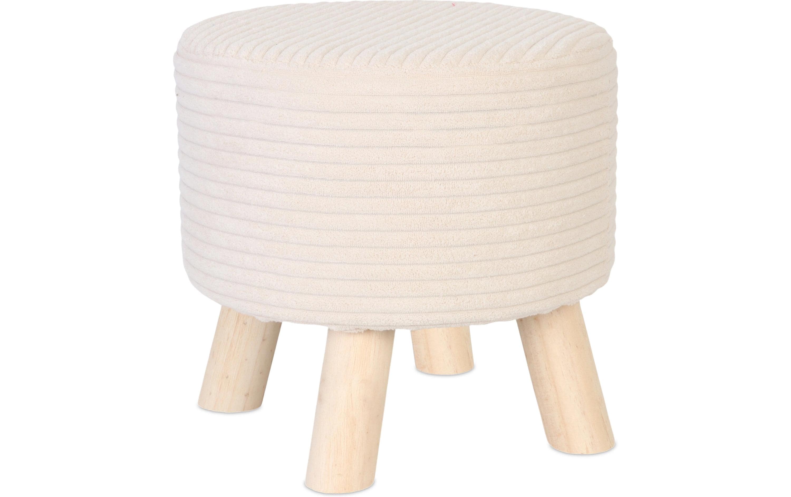 relaxdays Hocker Cord Rund MDF, Kiefernholz, Beige