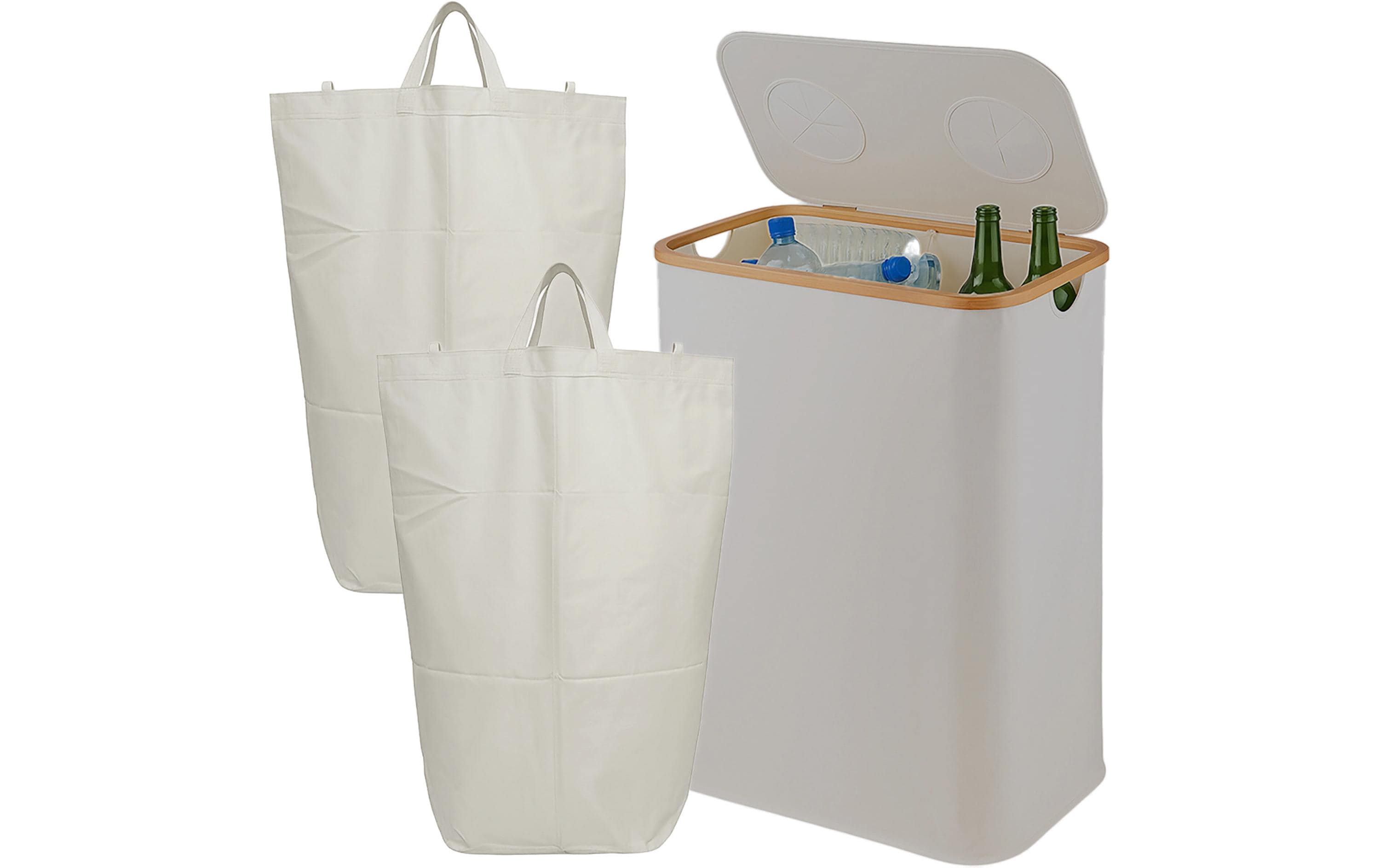 relaxdays PET & Glas Sammelbehälter 140 L Beige