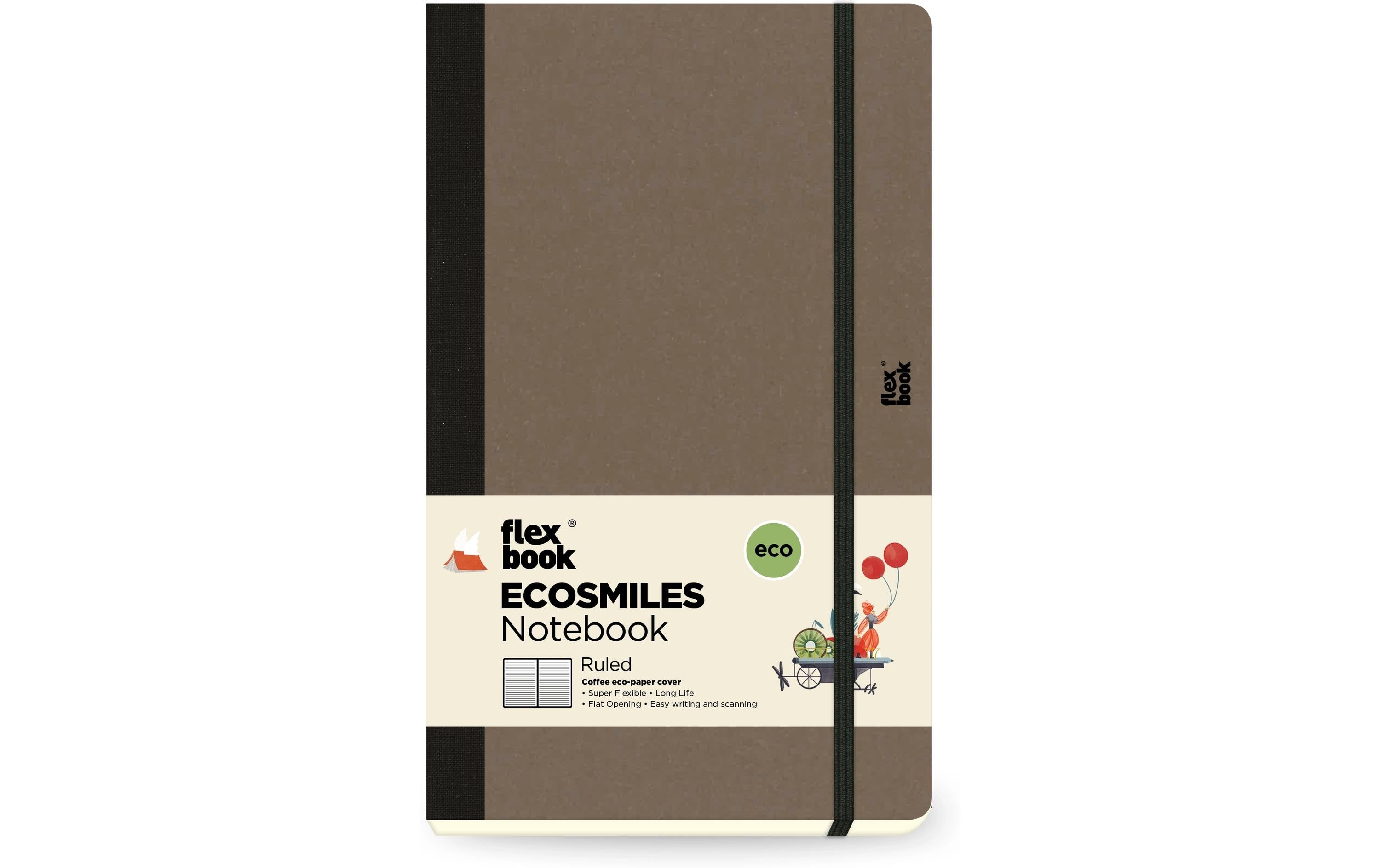 Flexbook Ecosmiles Notebook liniert 13x21cm, coffee