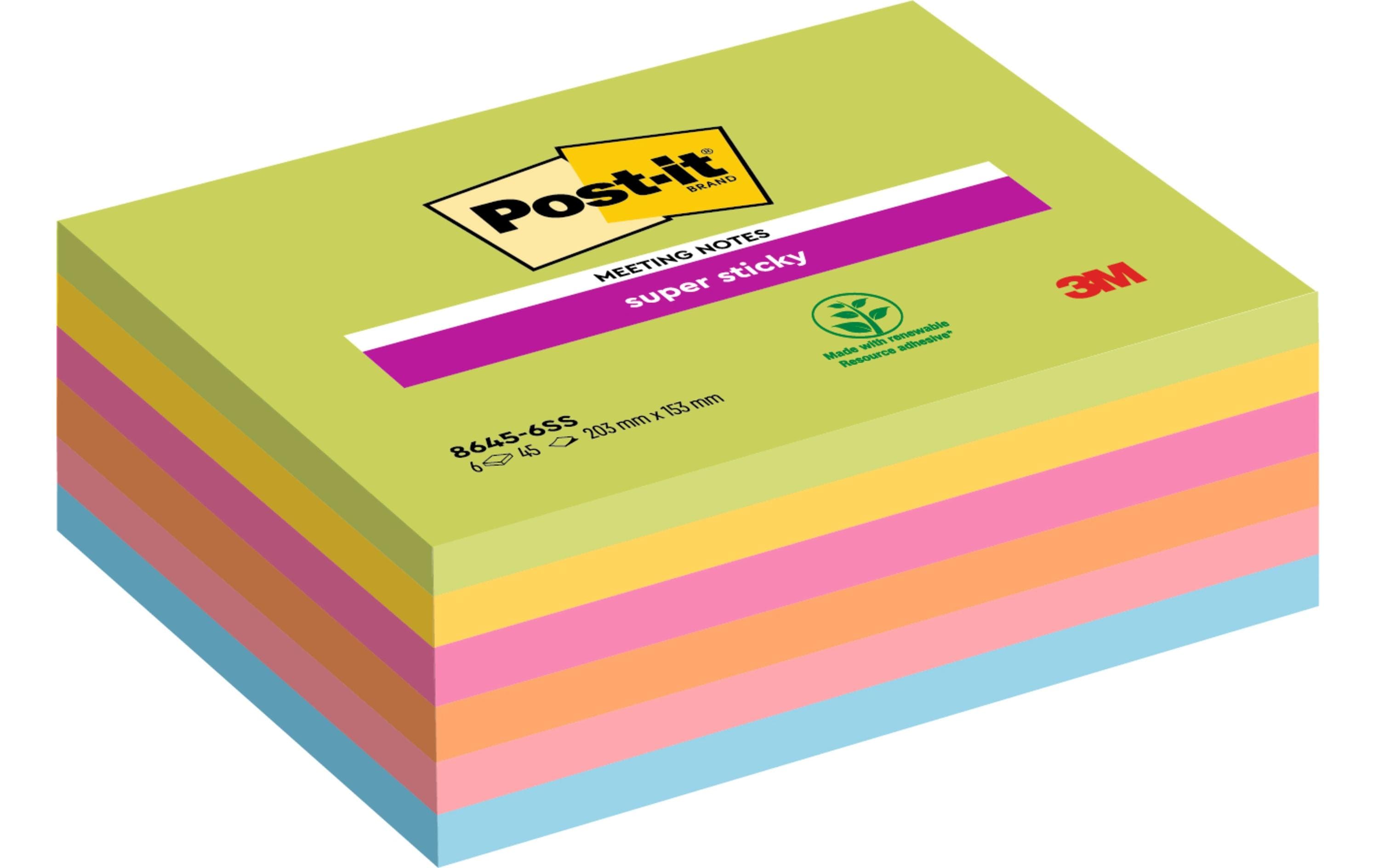 3M Post-it Super Sticky Big Notes 203 mm x 153 mm, 6 Blöcke à 45 Blatt