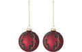 Bloomingville Weihnachtskugel Camia, 2erSet Ornament, Rot, Glas, D: 8 cm