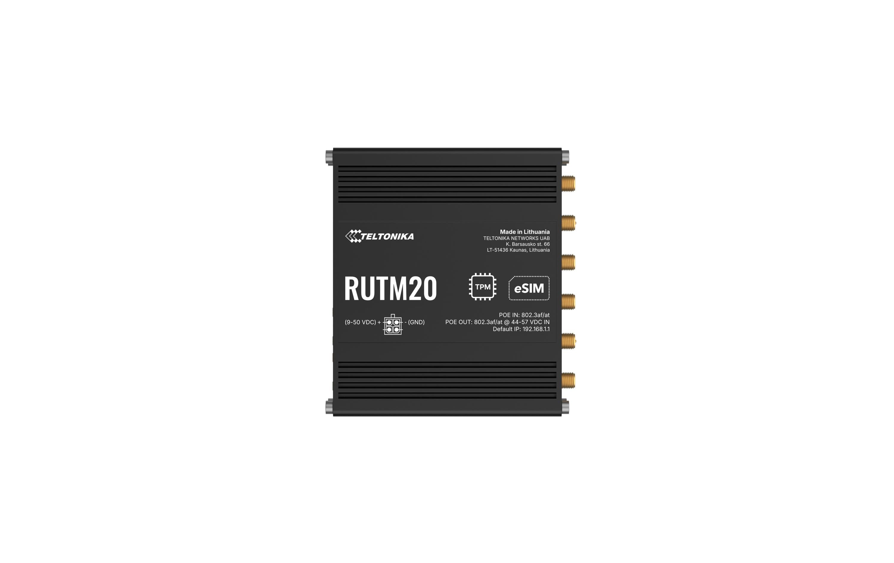 Teltonika 5G Industrierouter RUTM20 Global 3.4Gbps 5G, WiFi-5, 2x GE 2xSIM, eSIM