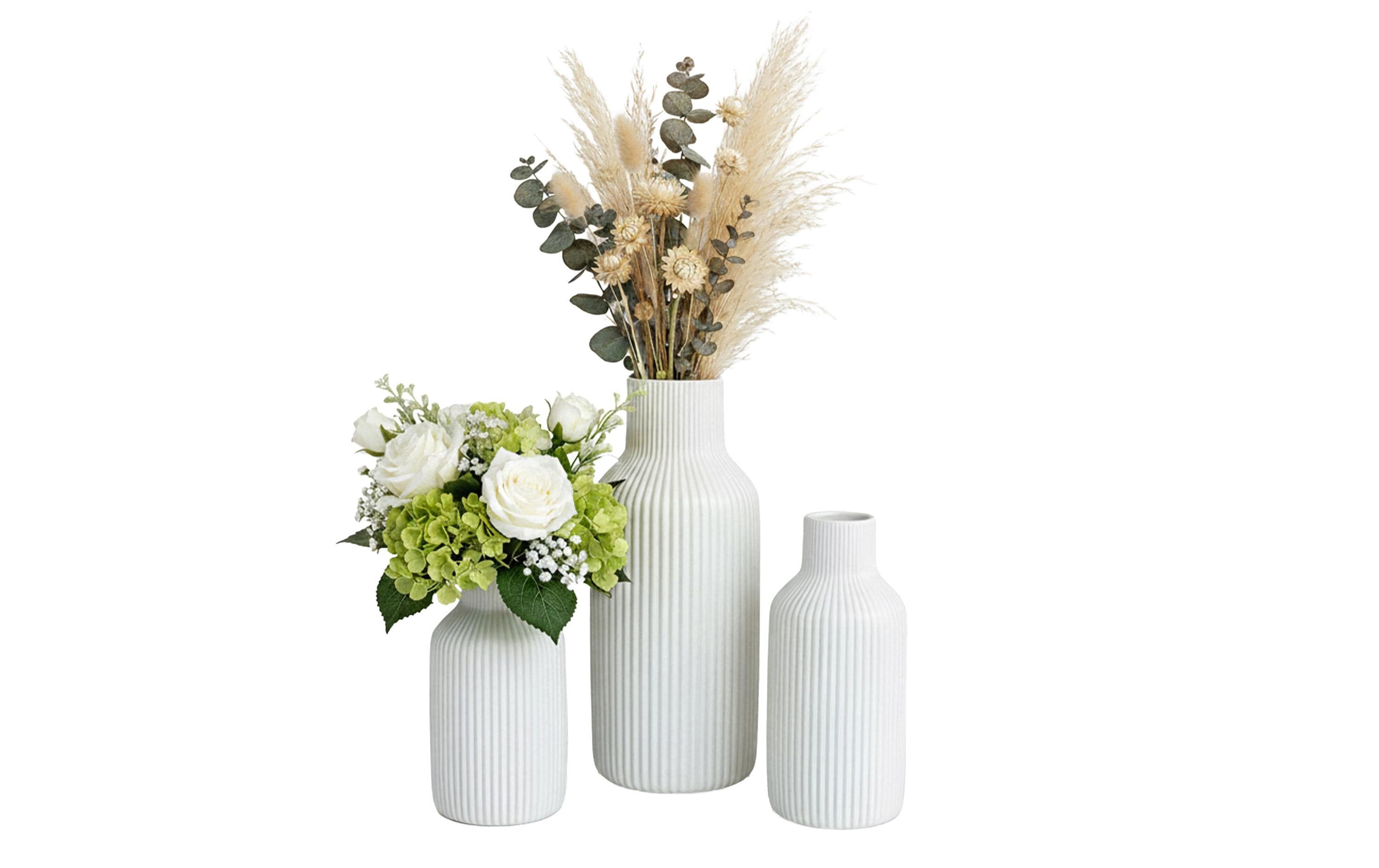 relaxdays Vasen im 3er Set Keramik, Weiss