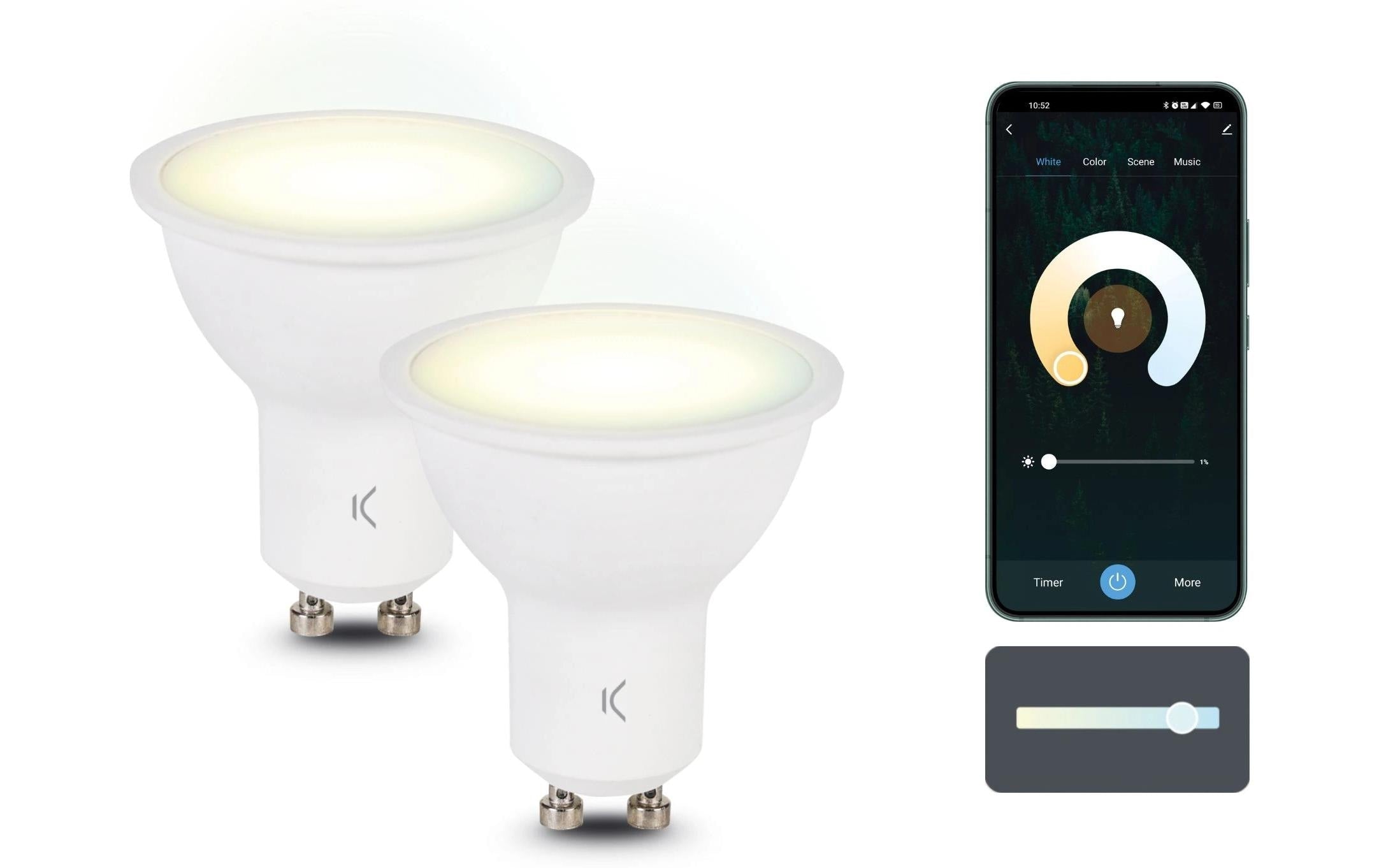 KSIX Smart Bulbs 2er Pack 5,5W, 400 lumens, GU10 Base, CCT