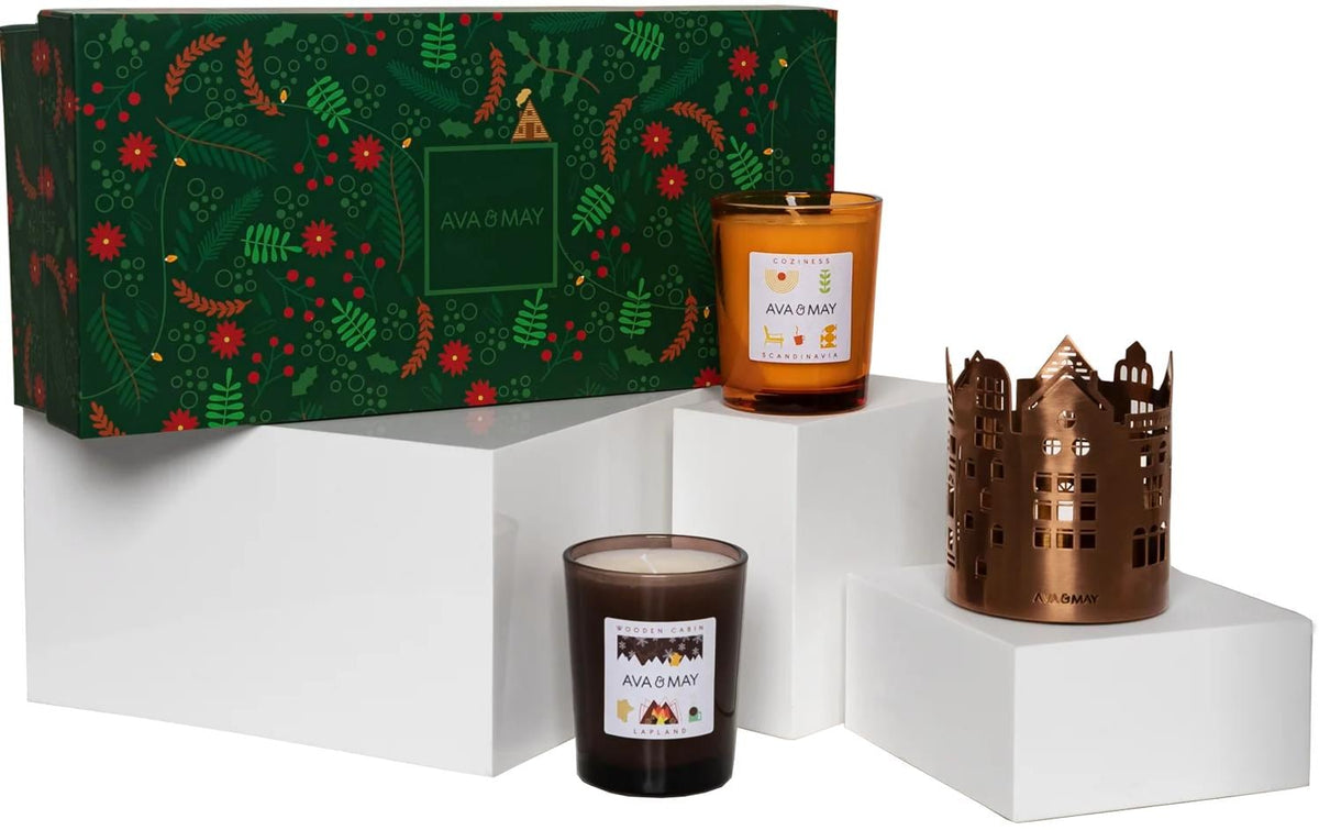 AVA & MAY Geschenkbox Cabin Retreat 2Kerzen à 75g,1Kerzenhalt,Branndauer ca.20h