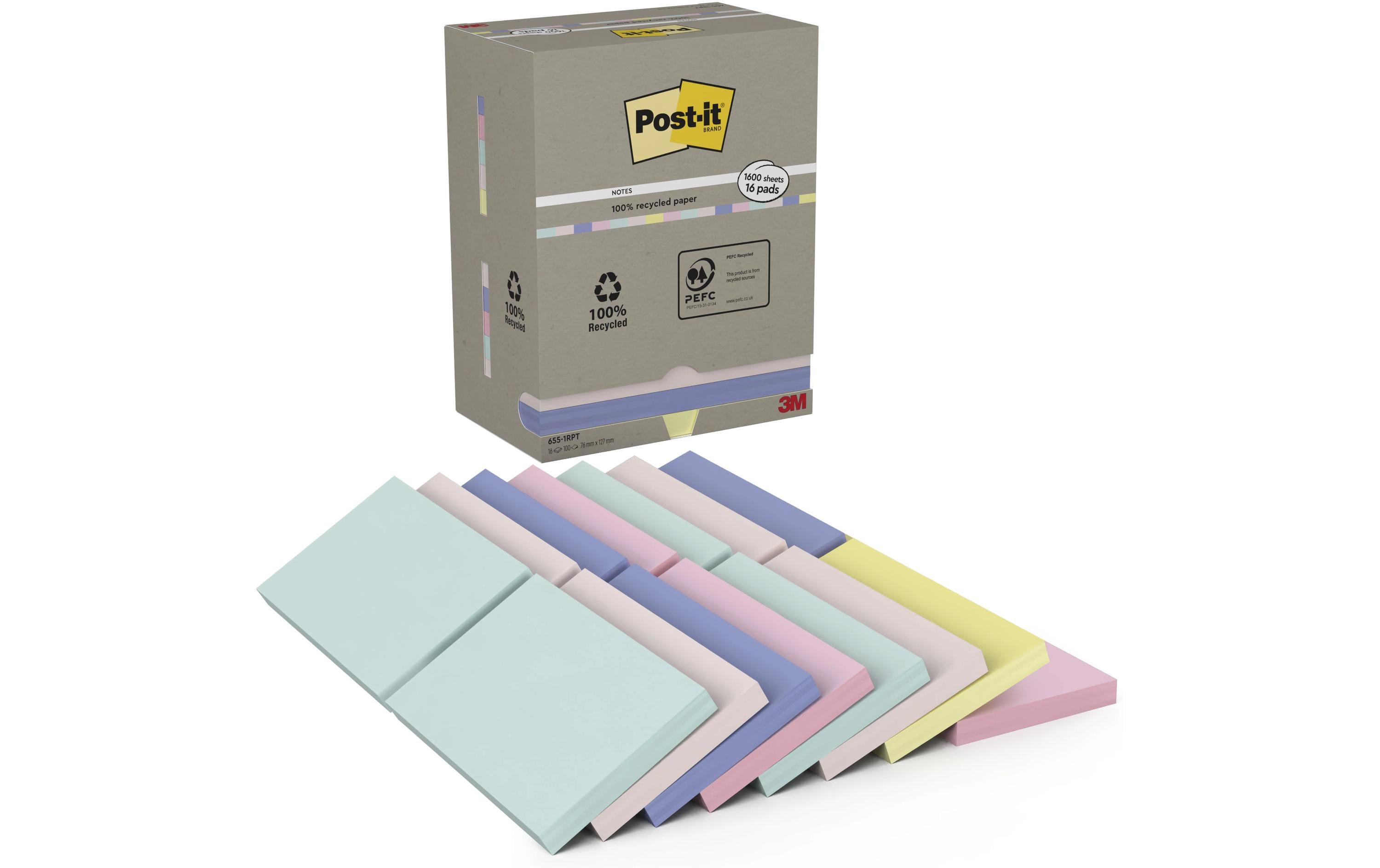 3M Post-it Recycling Notes farbig 16 Blöcke à 100 Blatt, 127 x 76 mm