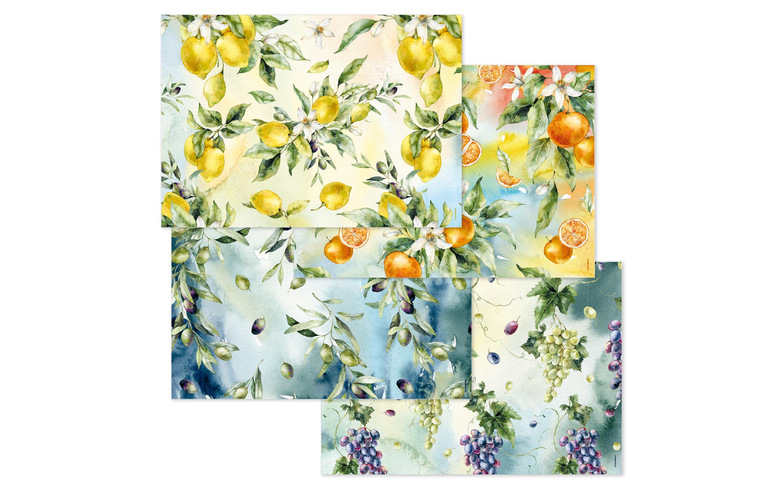 Trendform Papiertischset MEDITERANIA Abreissbl. à 4 Sujets à 12 Blt.