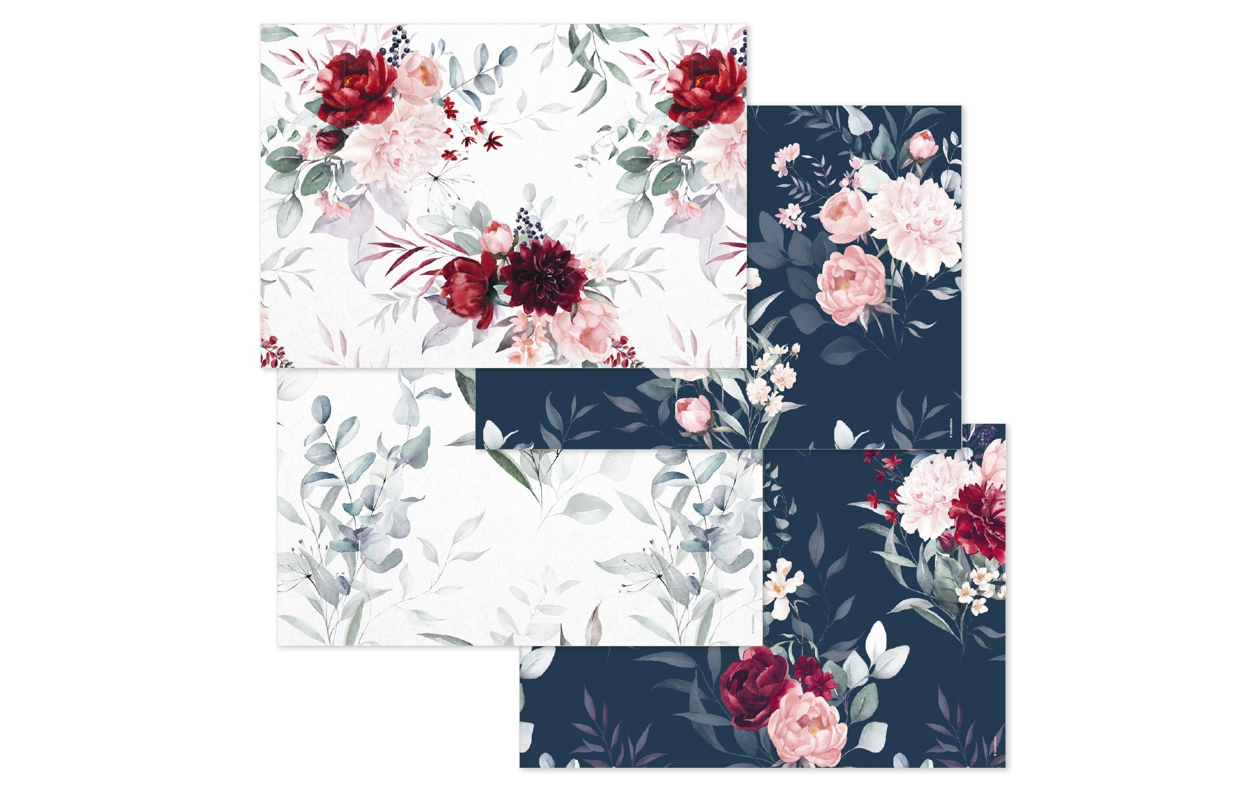 Trendform Papiertischset BURGUNDY Abreissbl. à 4 Sujets à 12 Blt.
