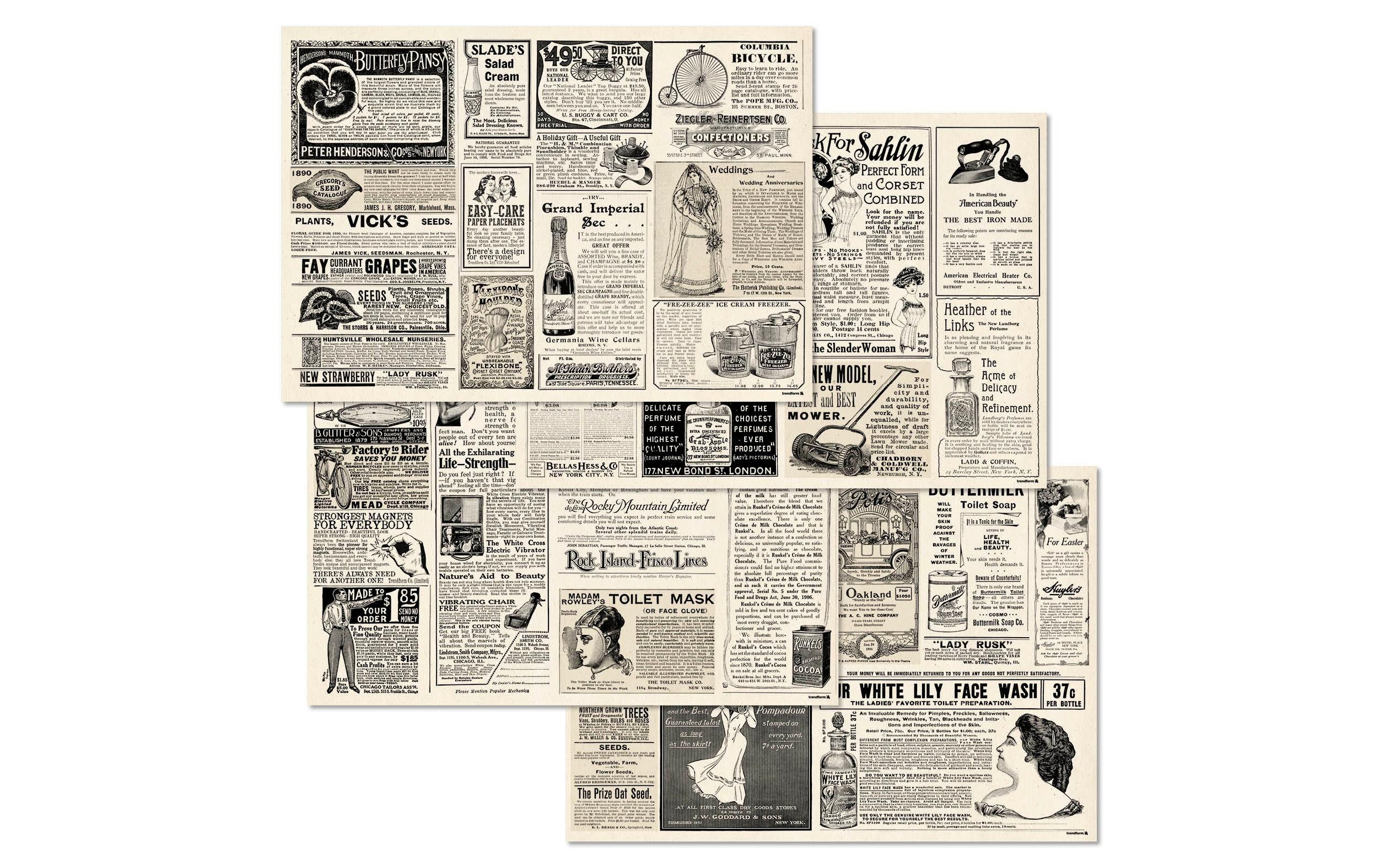 Trendform Papiertischset NEWSPAPER Abreissbl. à 4 Sujets à 12 Blt.