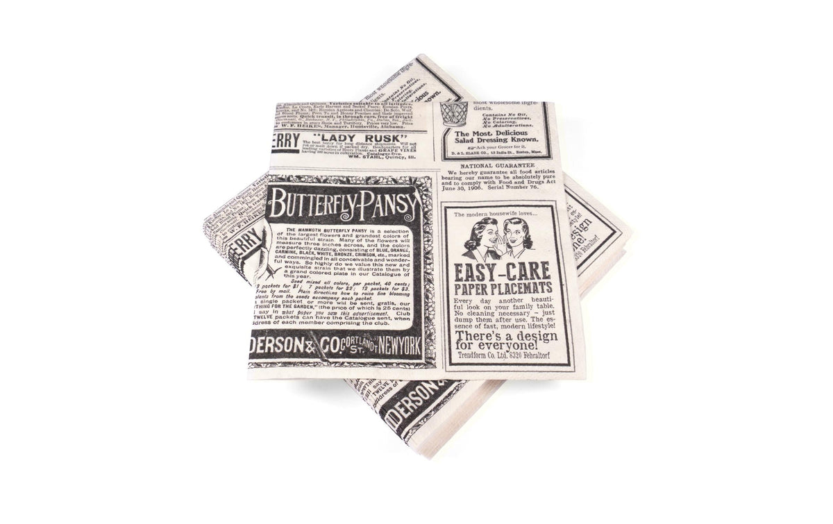 Trendform Papierservietten NEWSPAPER 20 Stück, Grösse 33 x 33 cm