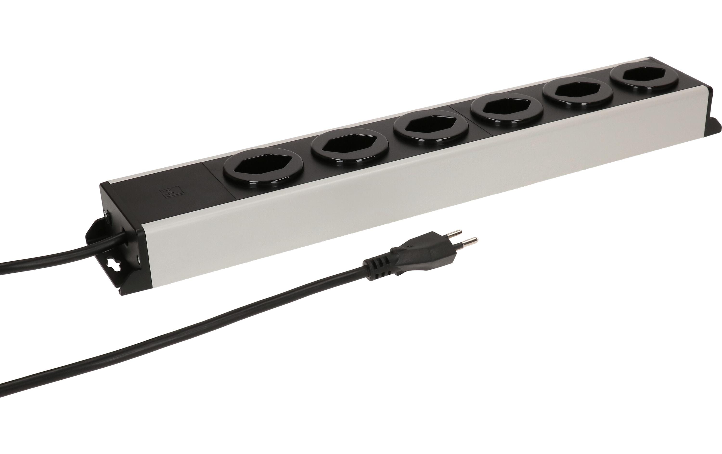 Steckdosenleiste Power Line 6xT13 grau/schwarz, 1.5m
