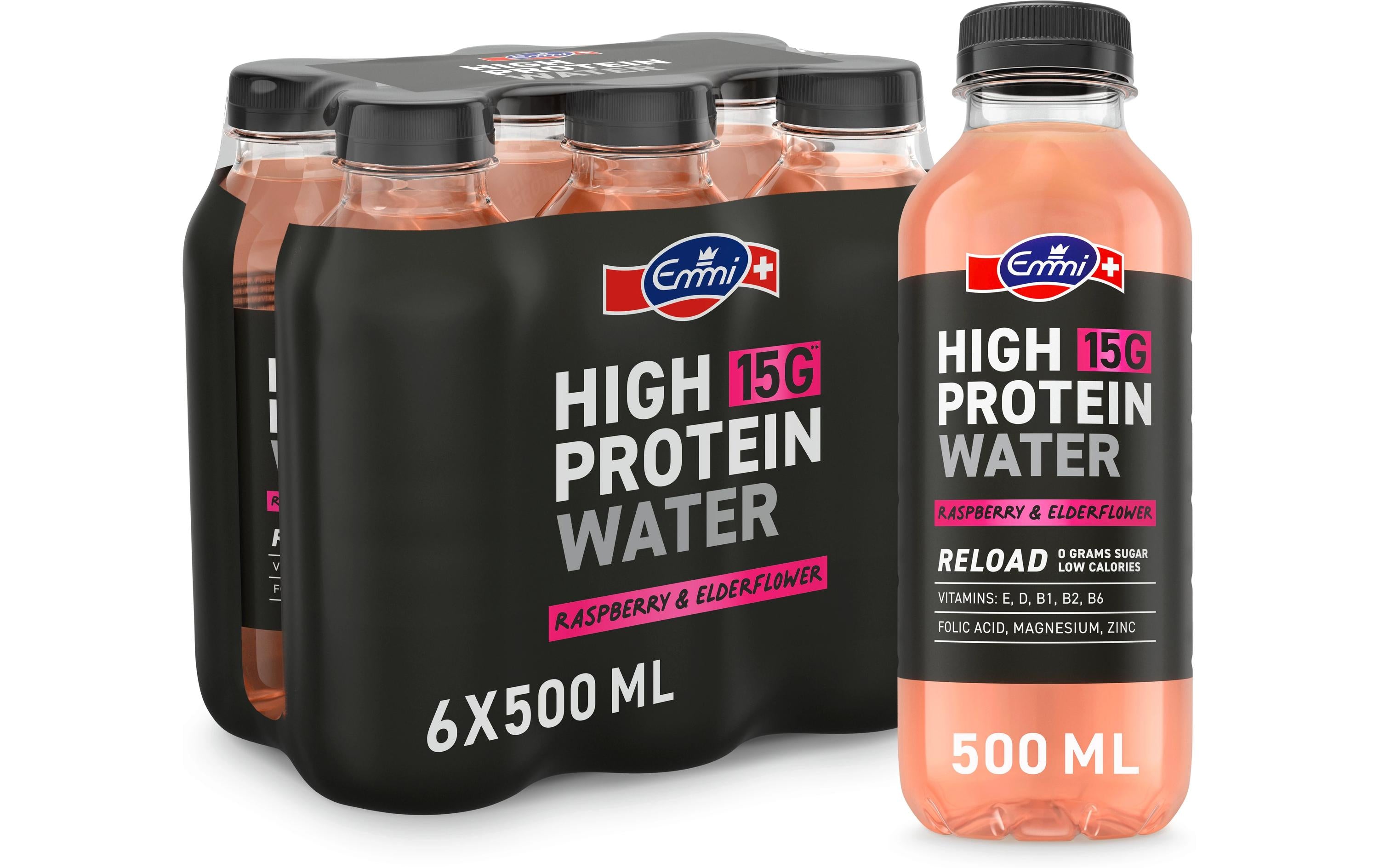 High Protein Water Raspberry & Elderflower 6 x 500 ml