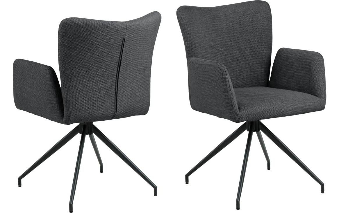 AC Design Esszimmerstuhl Laura 2 Stück Dunkelgrau/Schwarz