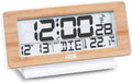 ADE Funkwecker, Temperatur-& Datumsanzeige Bambus-Weiss, Kalender, Schlummerfunktion