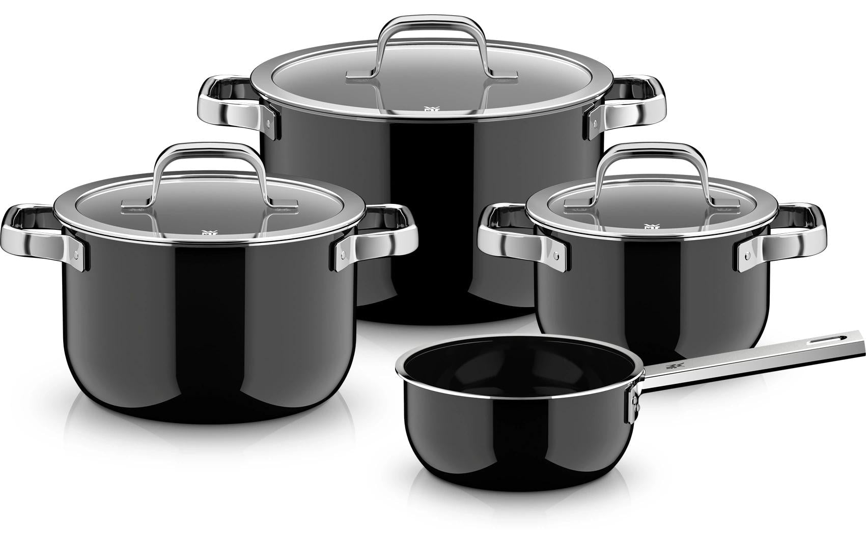 WMF Topfset Fusiontec Mineral Pro schwarz 4-teilig, mit Deckel