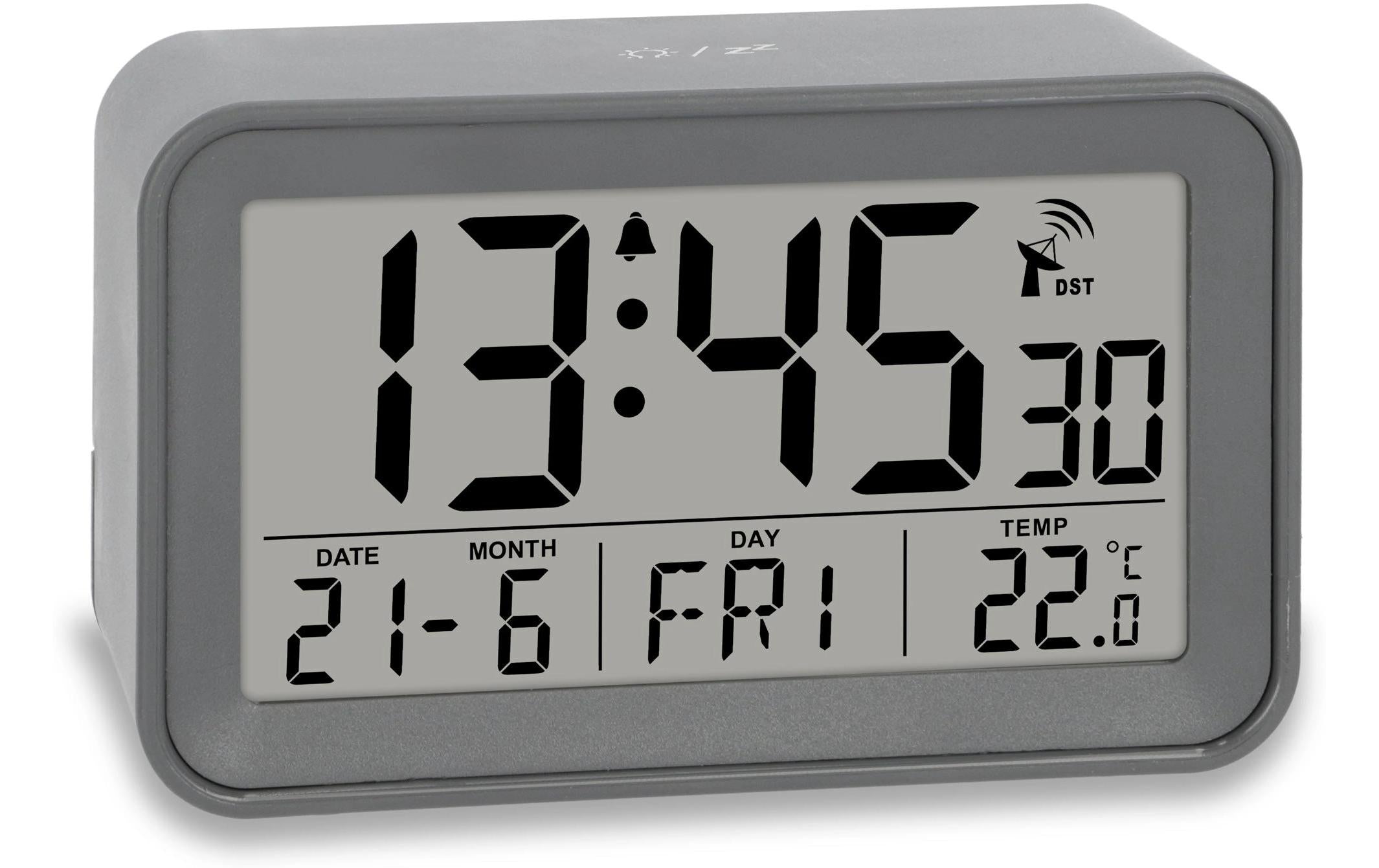 ADE Funkwecker mit Kalender, Sensor-Touch 10.3x6.5x4 cm, Kunststoff,Temperaturanzeige