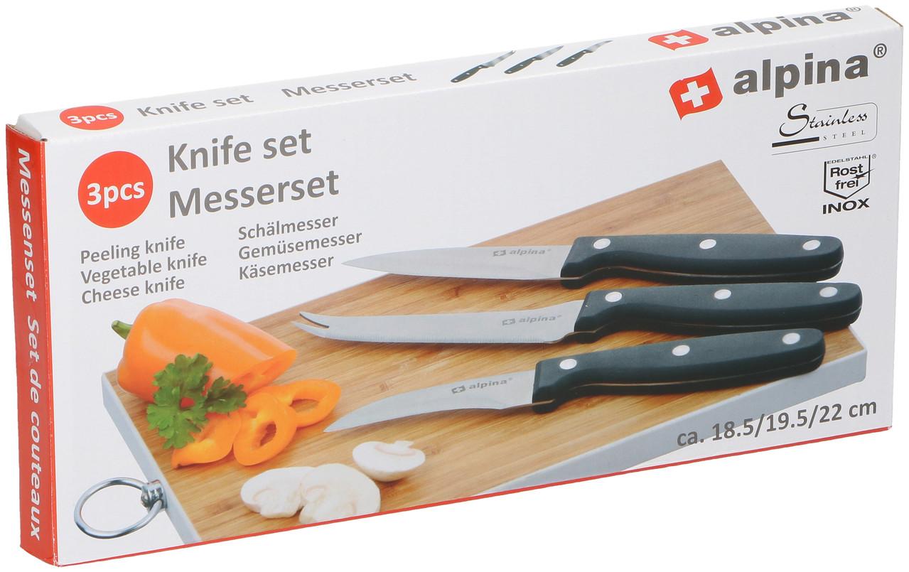 Alpina Kochmesser-Set, 3-teilig 18,5/19,5/22 cm,peeling,vegetable,cheese