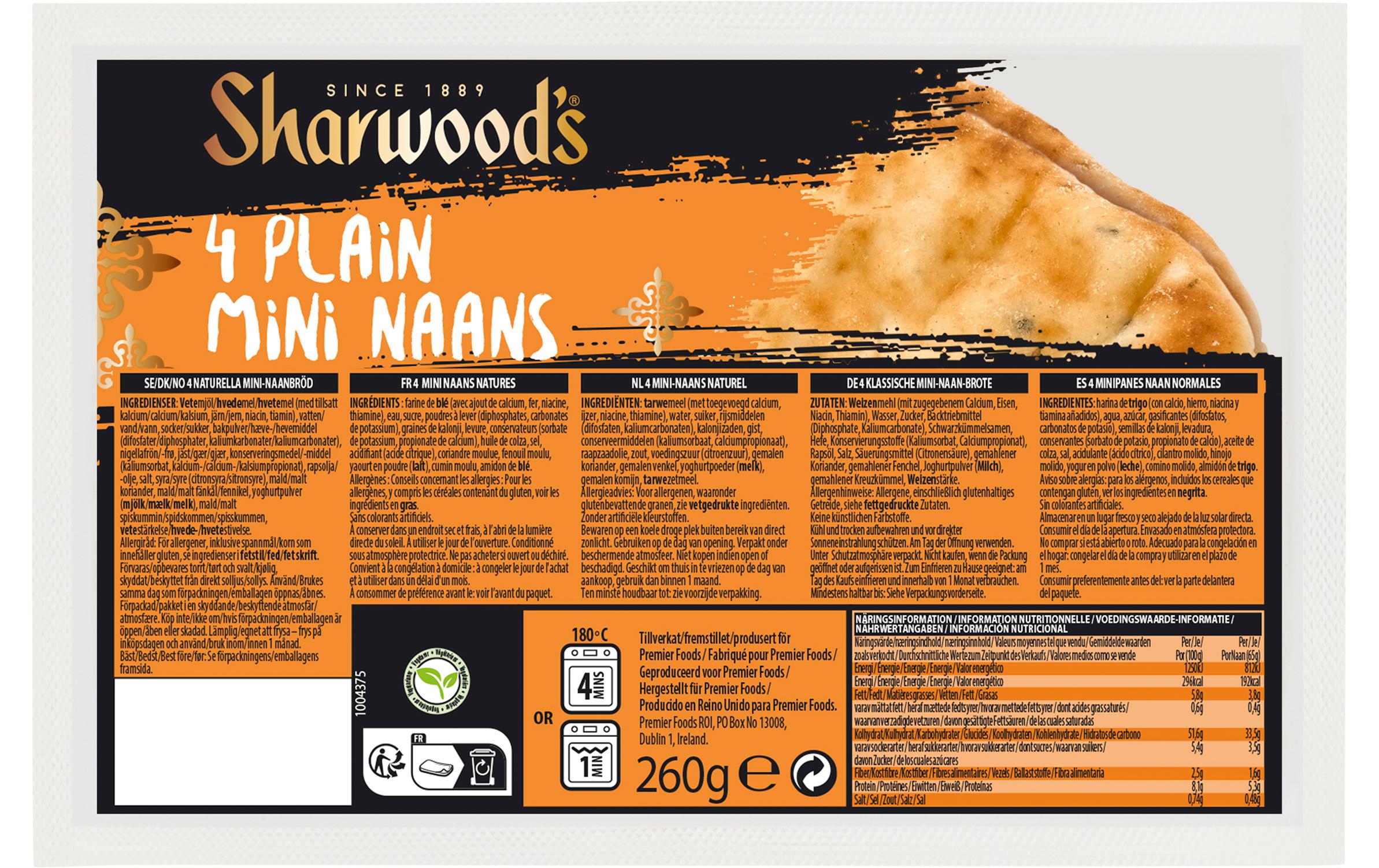 Sharwoods Naan Brot nature mini 260 g