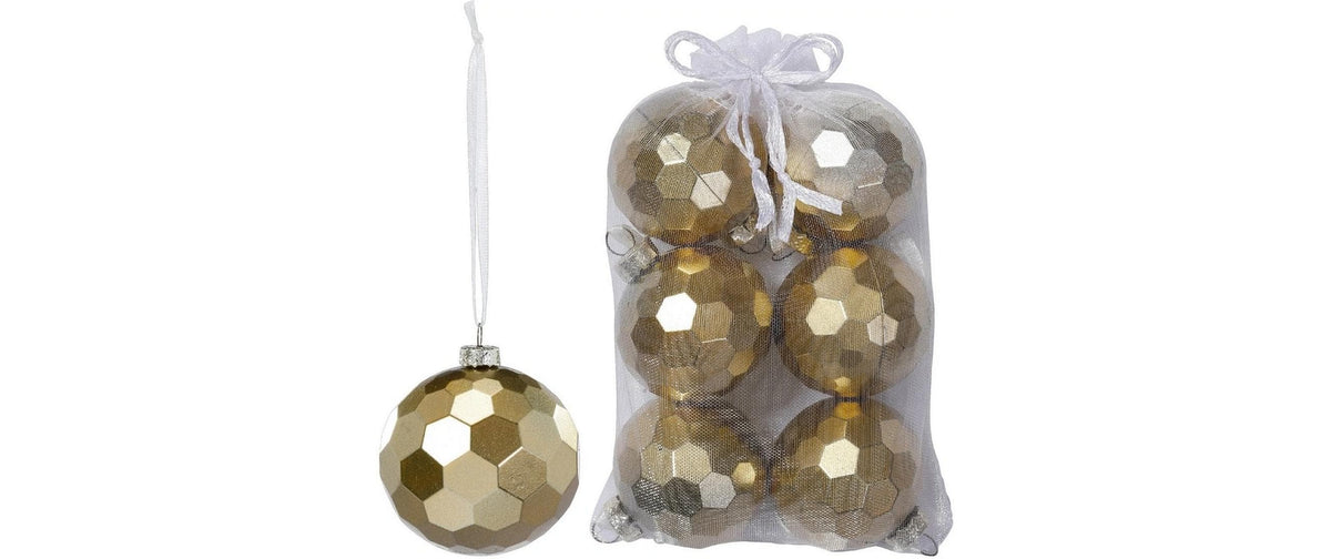 H&J Weihnachtskugel Discokugeln Gold, 6 Stk D: 4 cm, Kunststoff